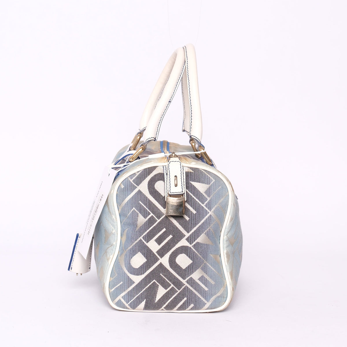 Fendi Blue Canvas Boston Bag