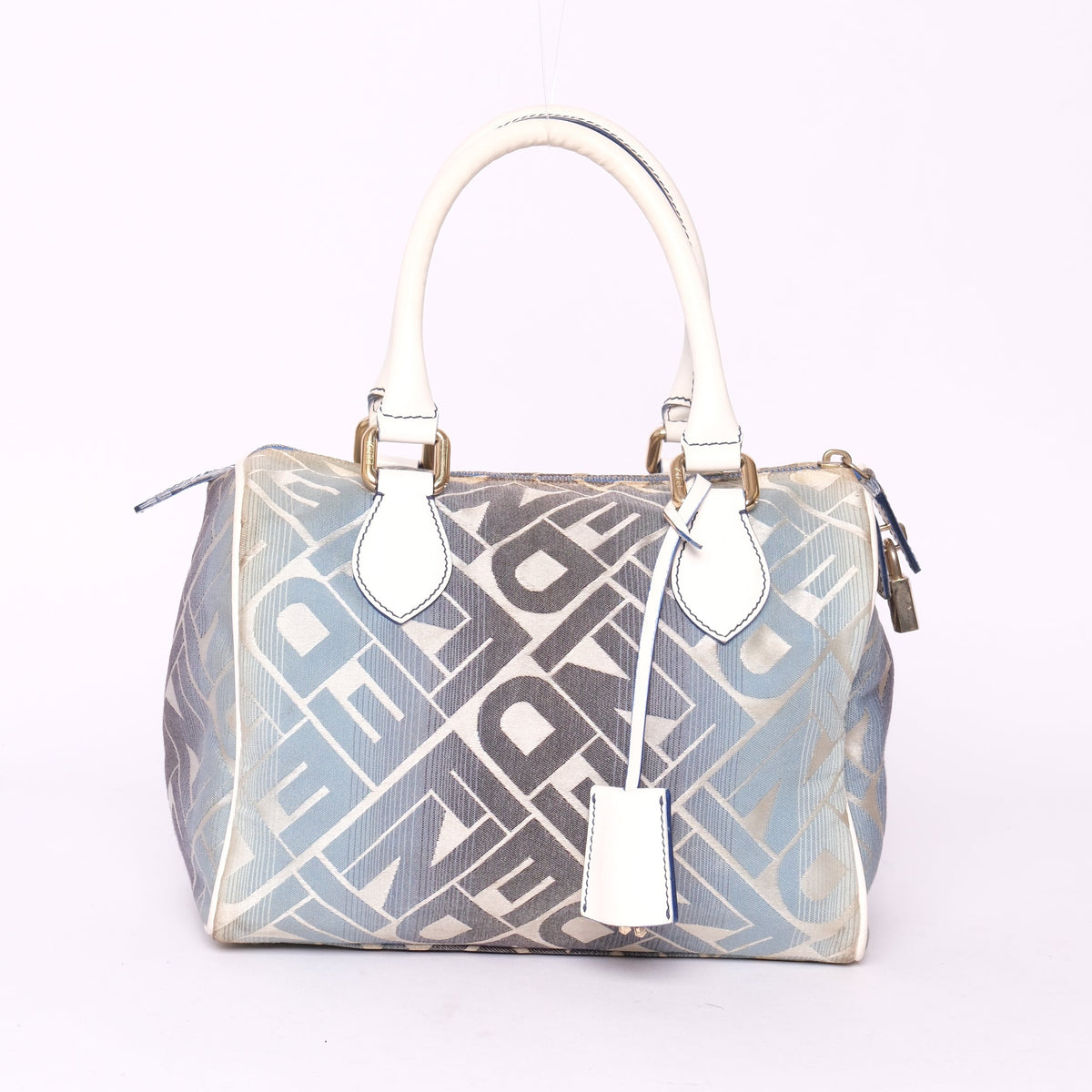 Fendi Blue Canvas Boston Bag