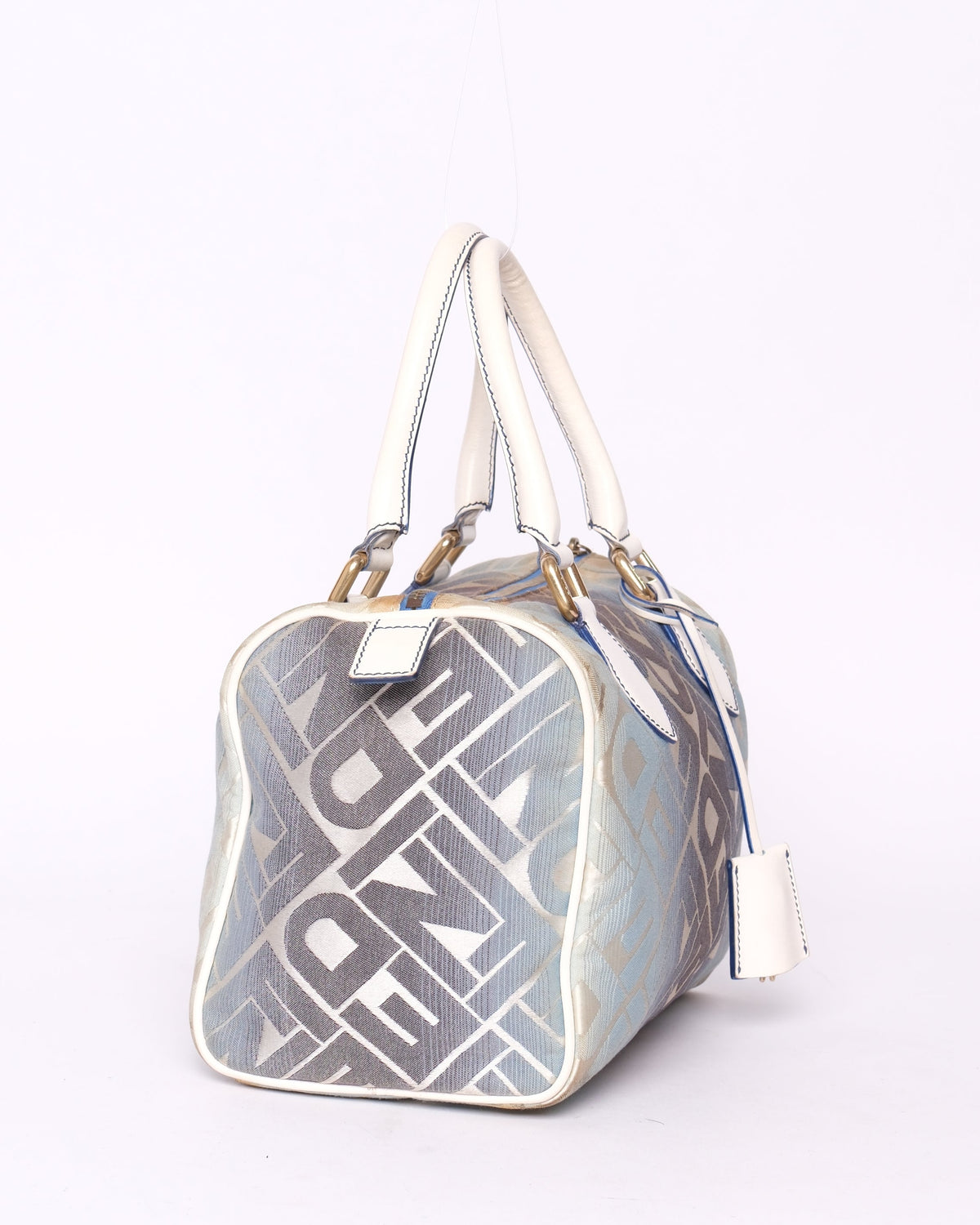 Fendi Blue Canvas Boston Bag