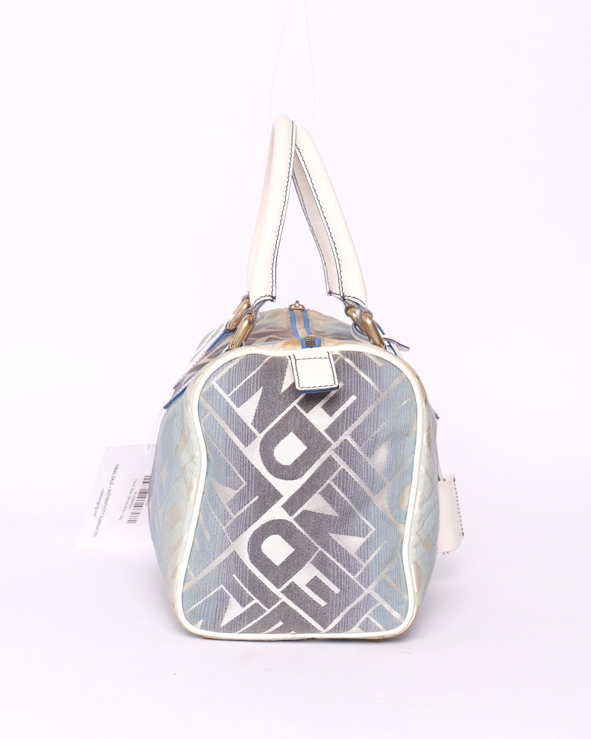 Fendi Blue Canvas Boston Bag