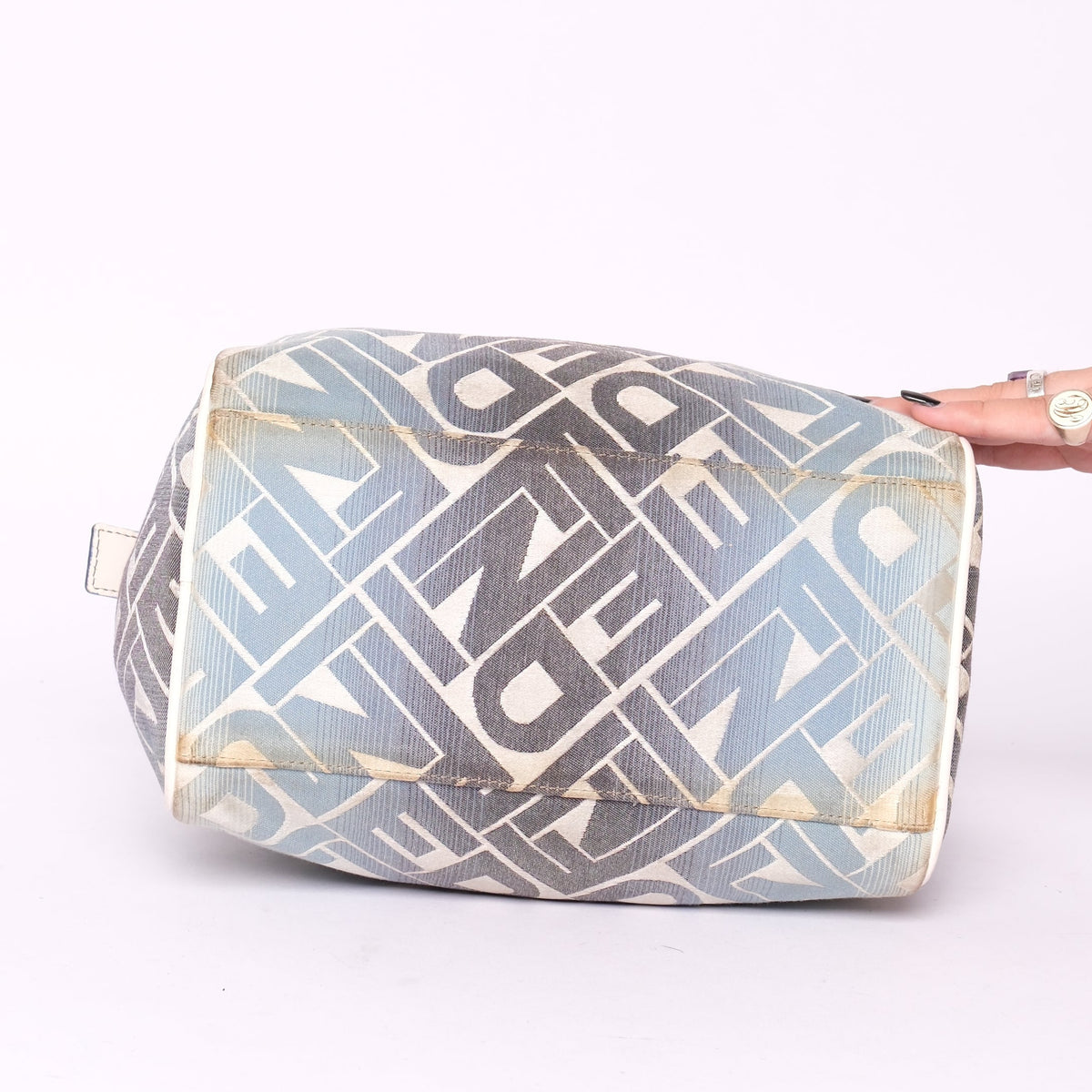 Fendi Blue Canvas Boston Bag