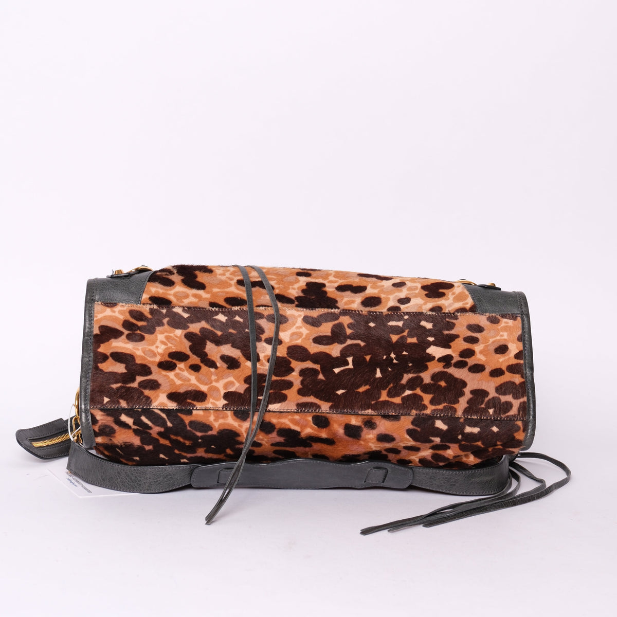 Balenciaga Cheetah Printed Pony-Hair & Leather City Bag