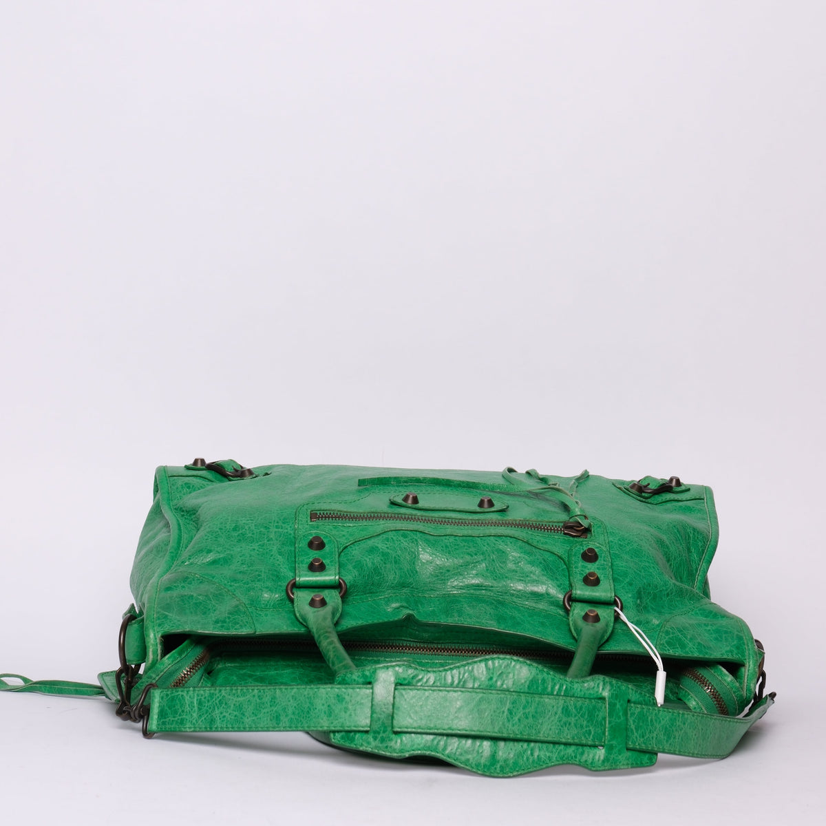 Balenciaga Green Leather City Bag Brass HW