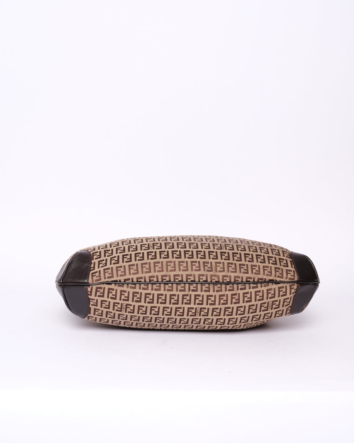 Fendi Brown Canvas & Leather Zucchino Monogram Shoulder Bag