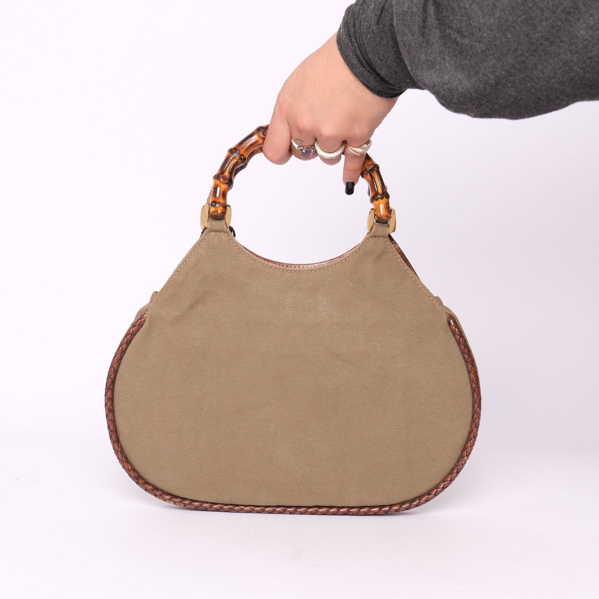 Gucci Bamboo Handle Khaki Mini Tote