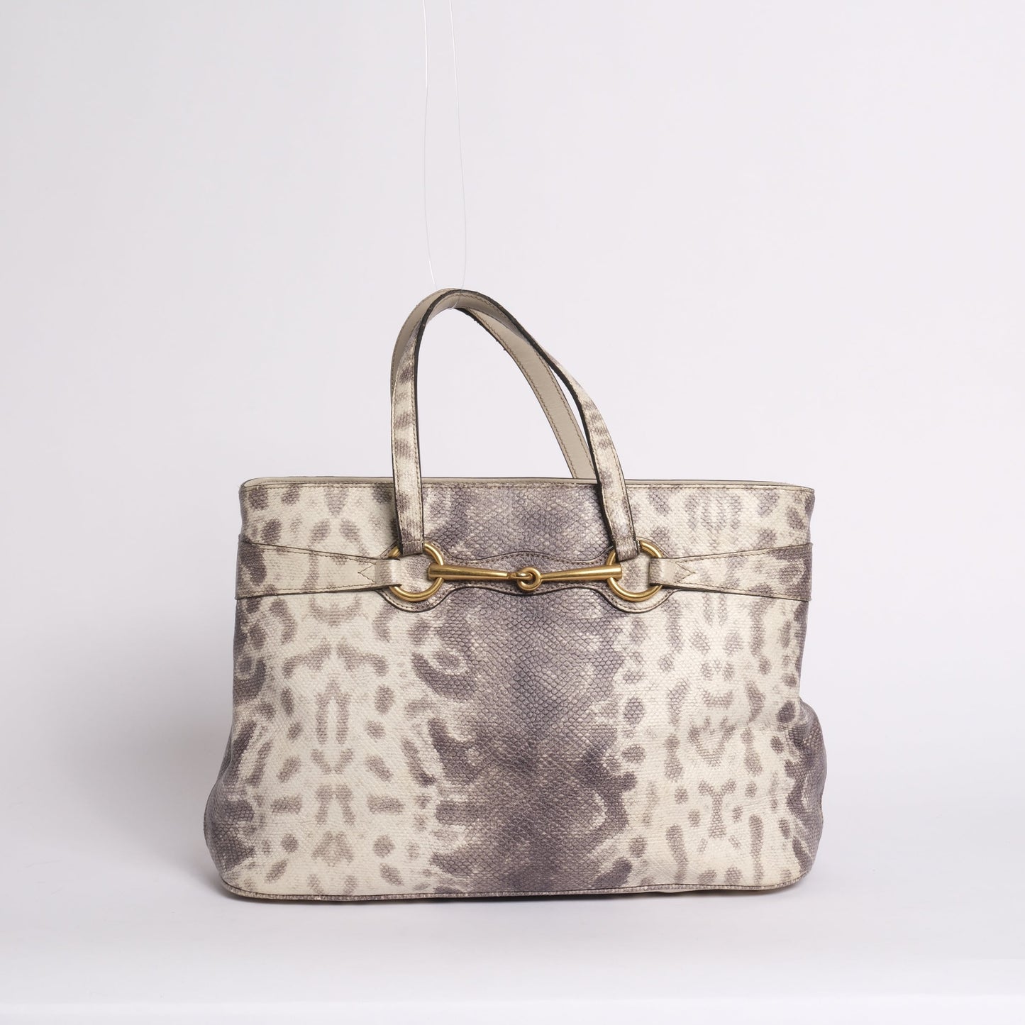 Gucci Gray Multicolored Python Horsebit Shoulder Bag