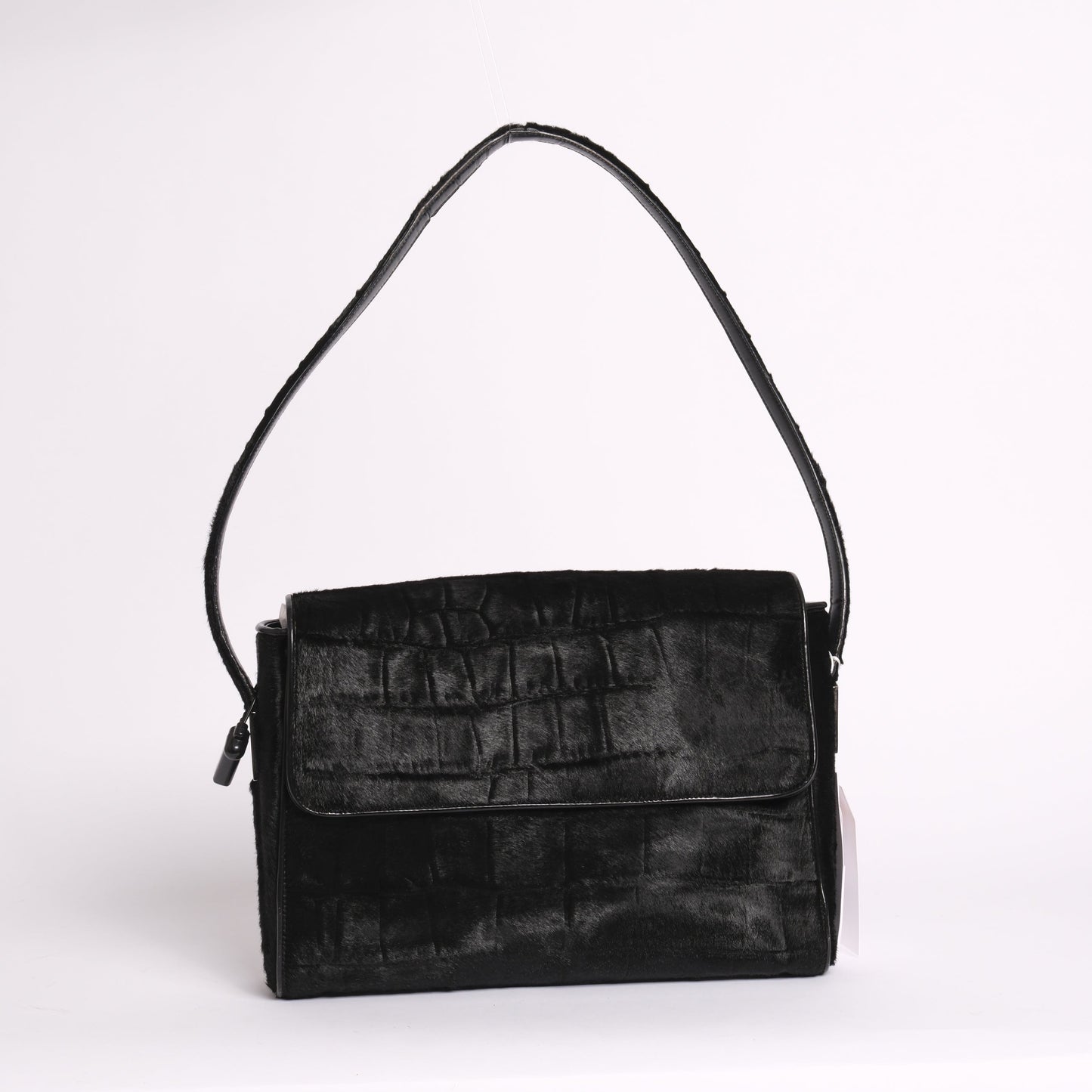 Gucci Black Crocodile Embossed Pony Hair Shoulder Bag