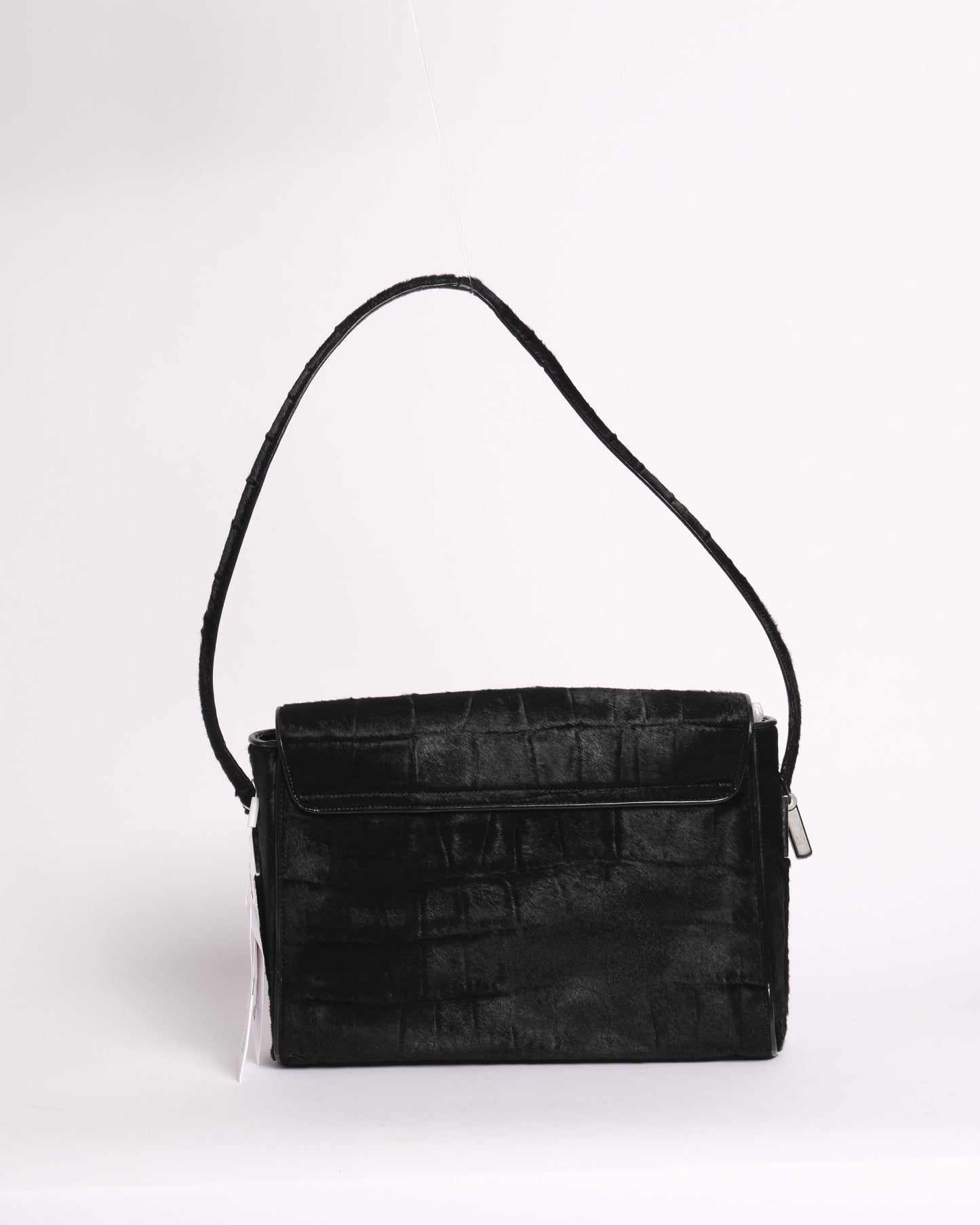 Gucci Black Crocodile Embossed Pony Hair Shoulder Bag