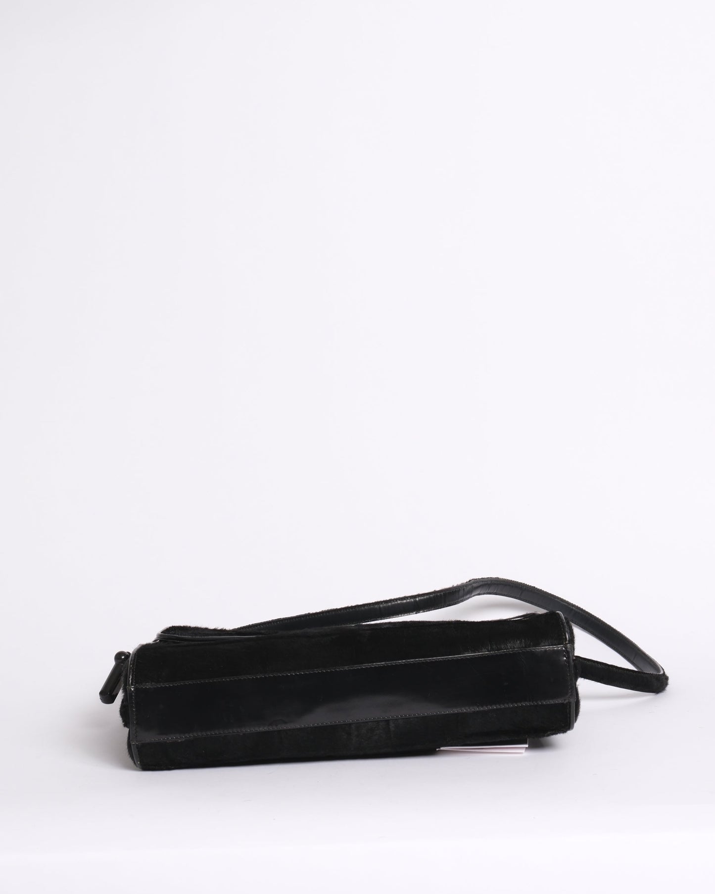Gucci Black Crocodile Embossed Pony Hair Shoulder Bag
