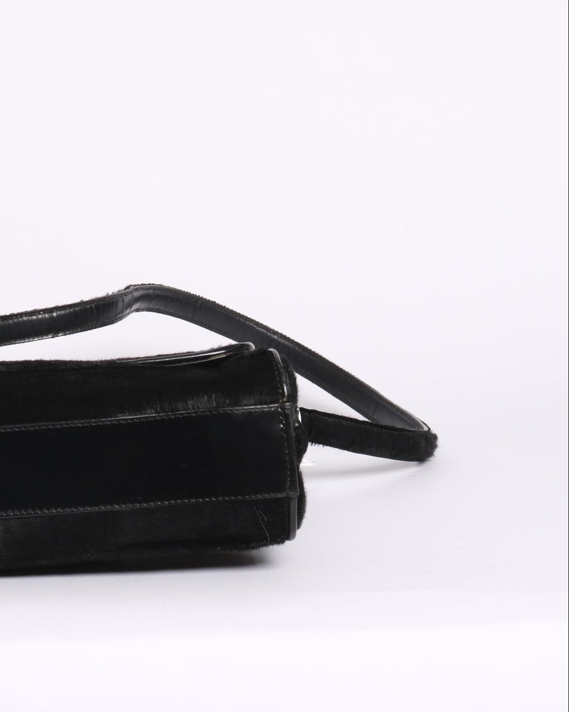 Gucci Black Crocodile Embossed Pony Hair Shoulder Bag