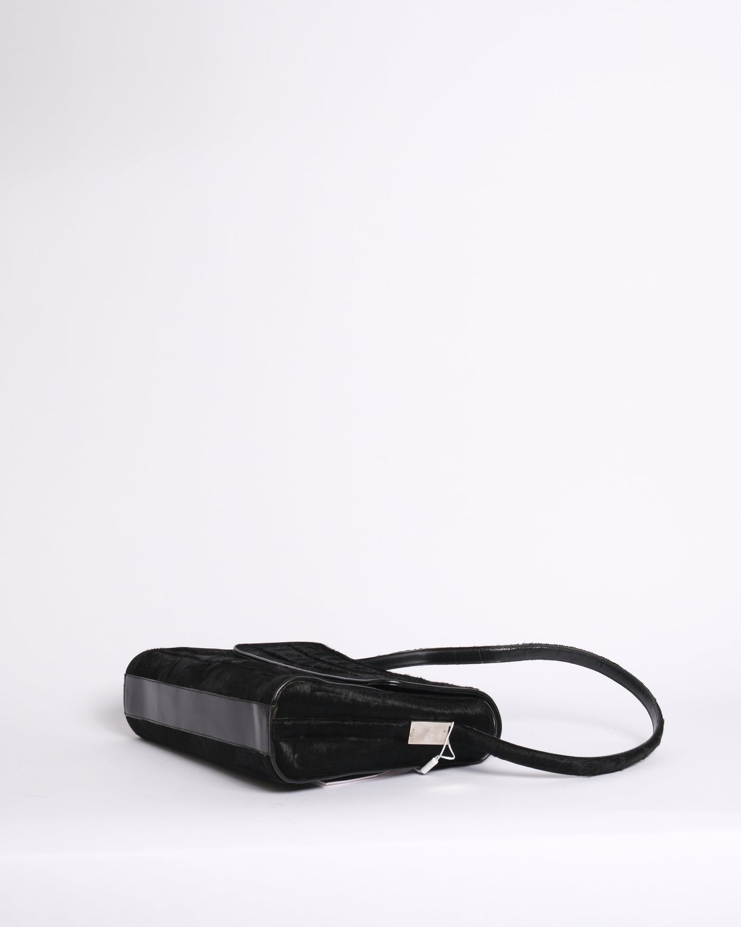 Gucci Black Crocodile Embossed Pony Hair Shoulder Bag