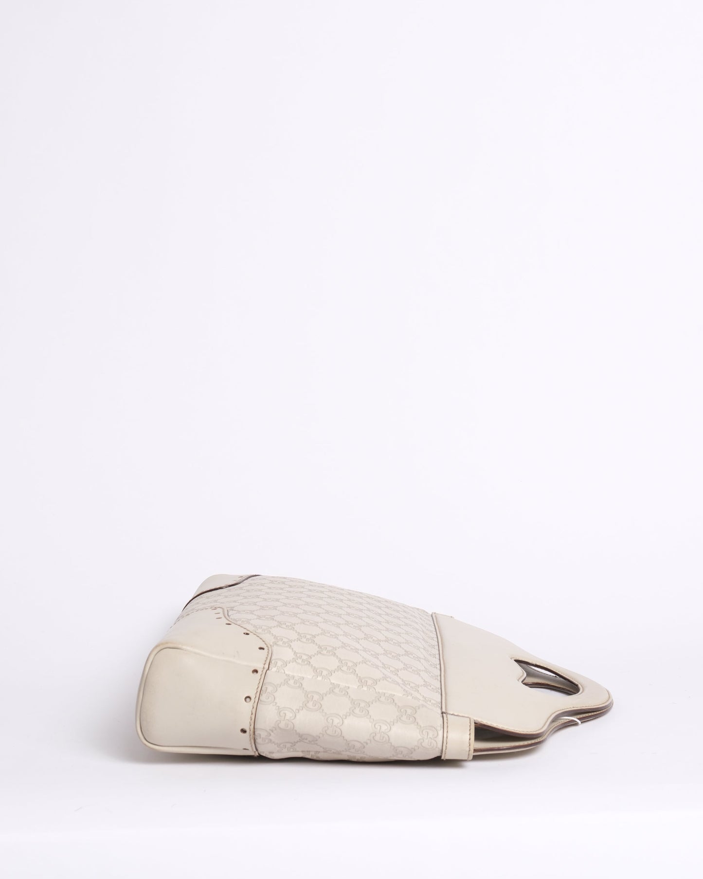 Gucci White Leather Monogram Guccissima Hobo Top Handle Bag