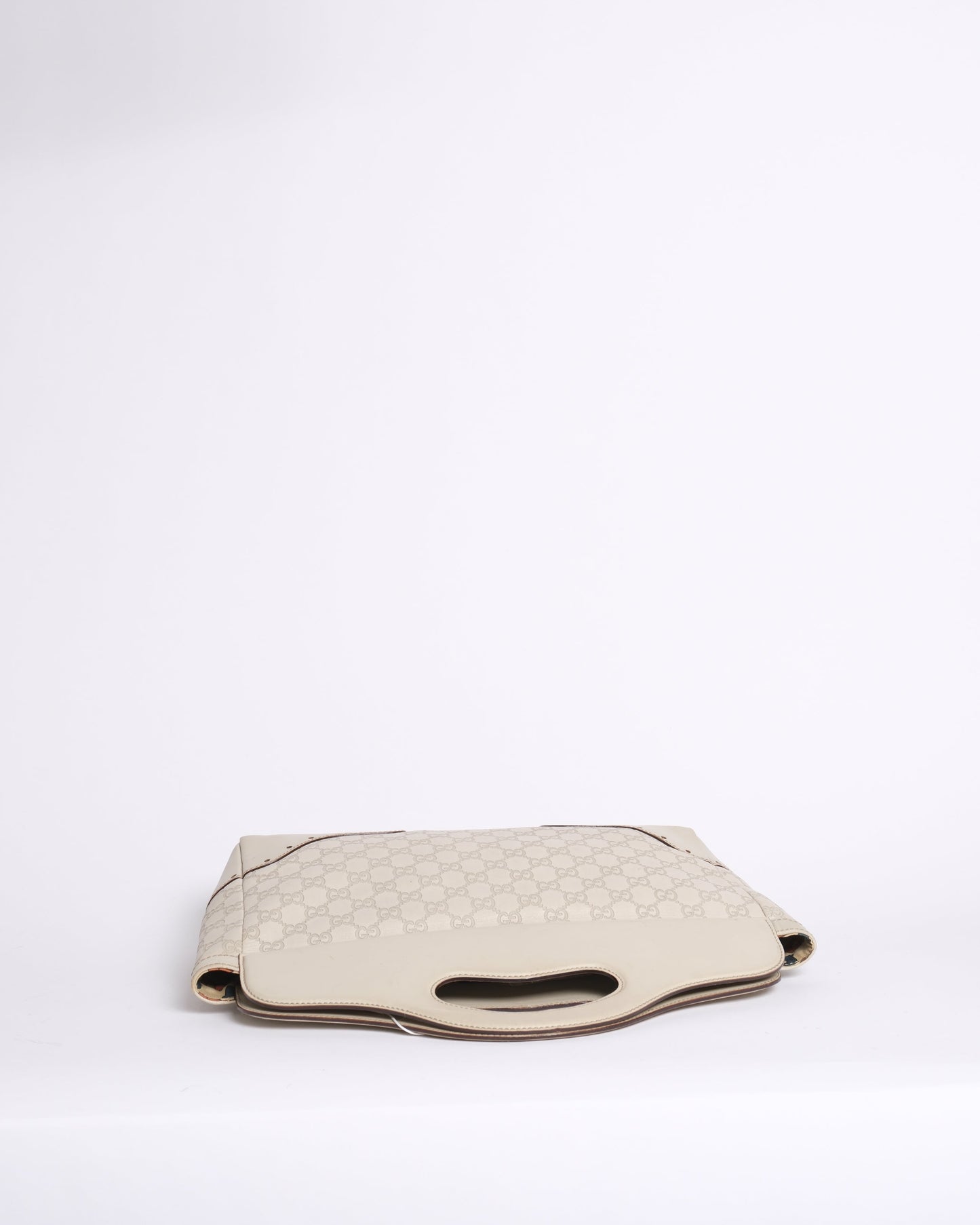 Gucci White Leather Monogram Guccissima Hobo Top Handle Bag
