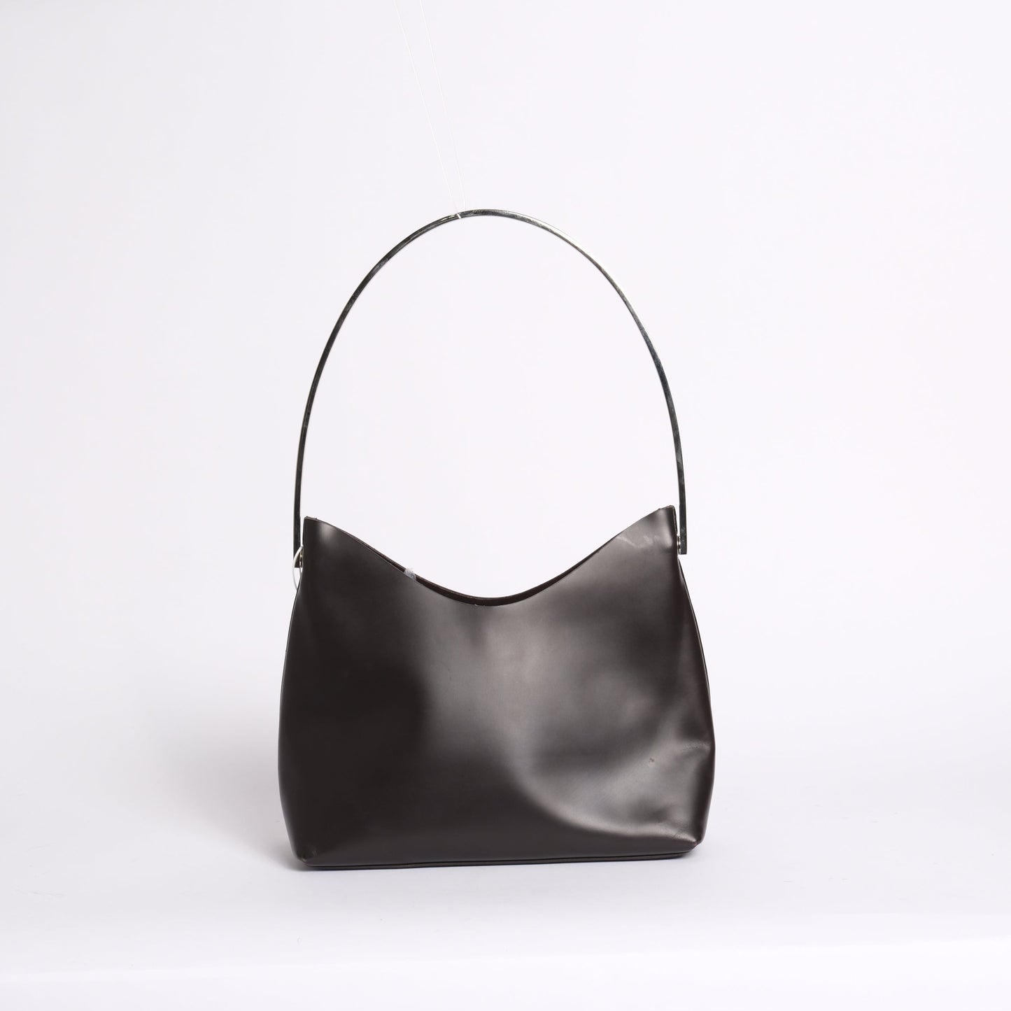 Gucci Brown Leather Metal Handle Shoulder Bag