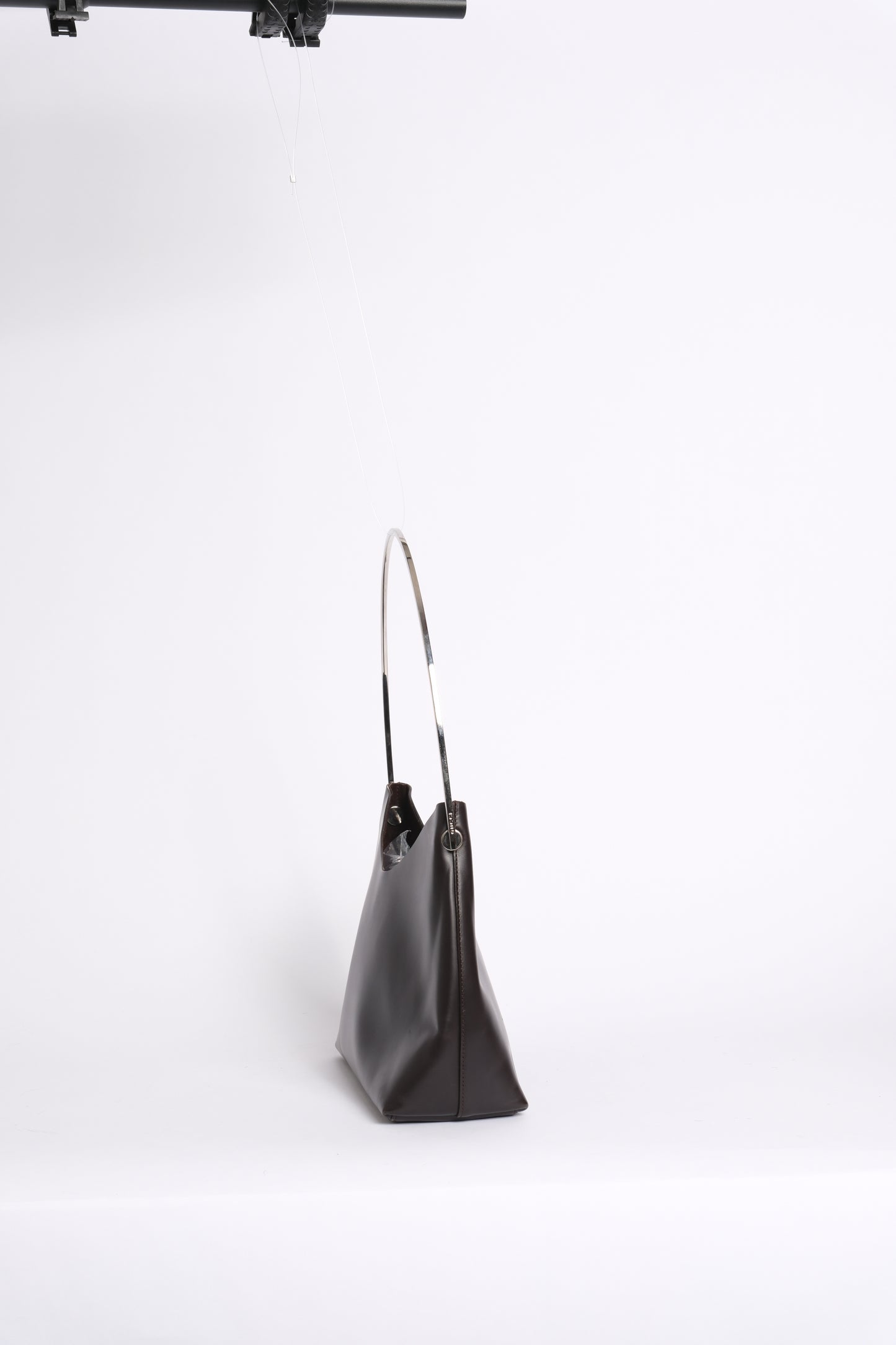 Gucci Brown Leather Metal Handle Shoulder Bag