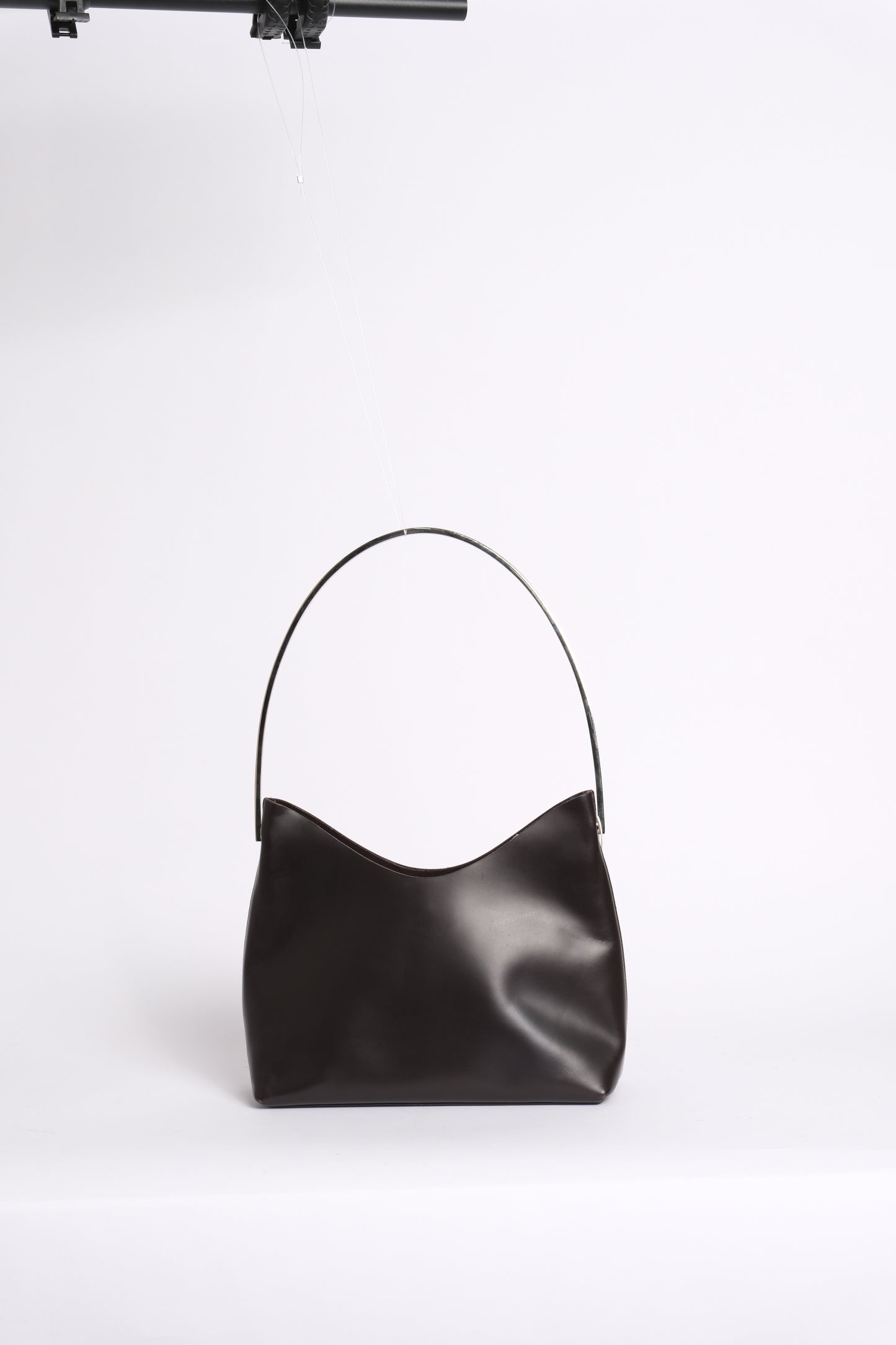 Gucci Brown Leather Metal Handle Shoulder Bag