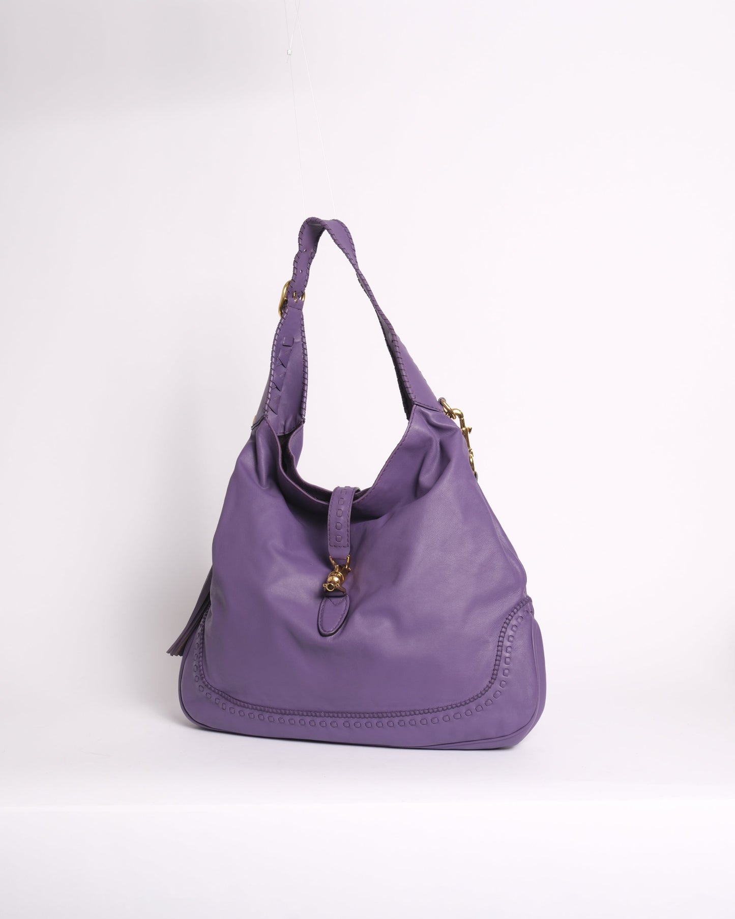 Gucci Purple Leather Jumbo Fringe Jumbo Jackie Shoulder Bag