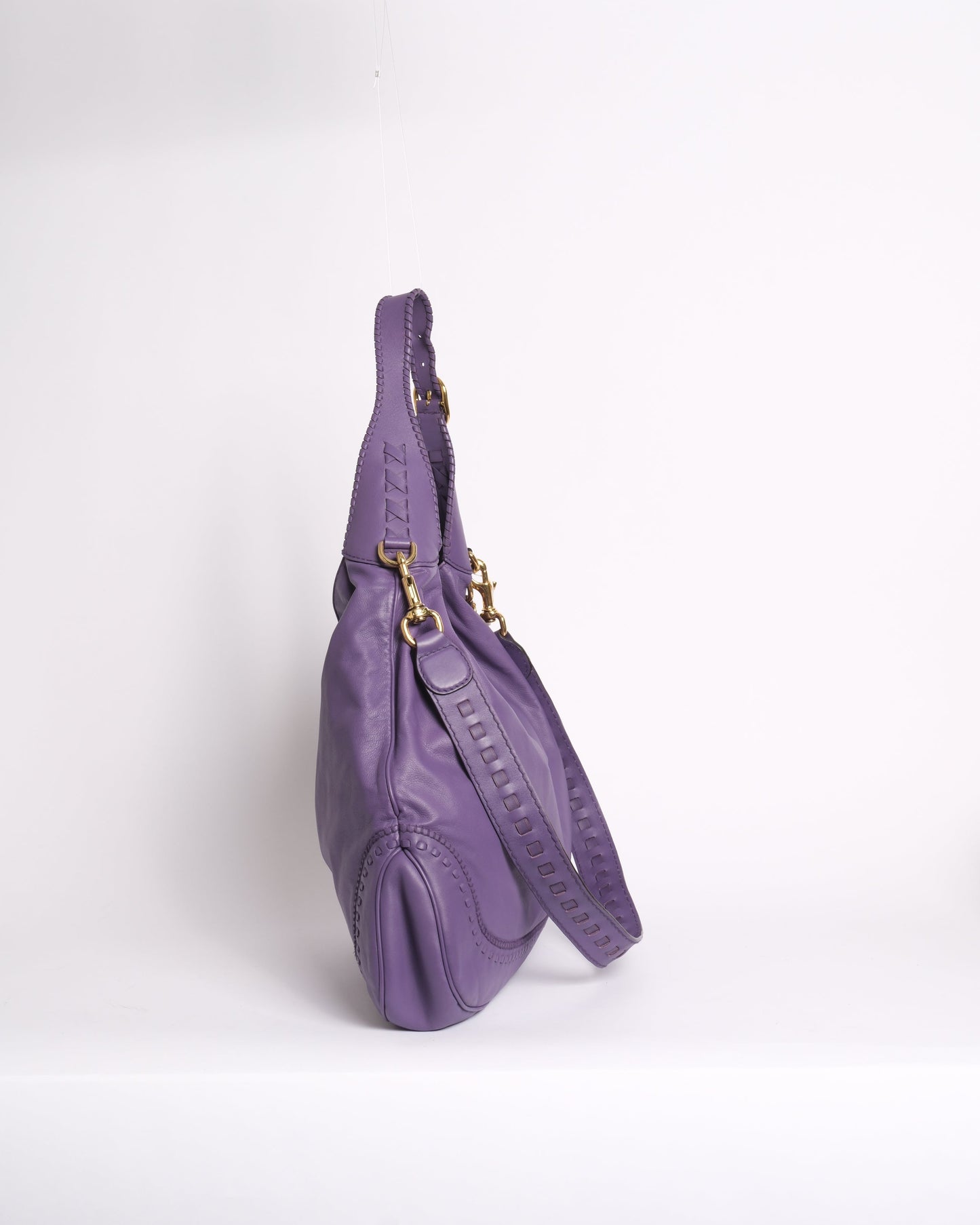 Gucci Purple Leather Jumbo Fringe Jumbo Jackie Shoulder Bag