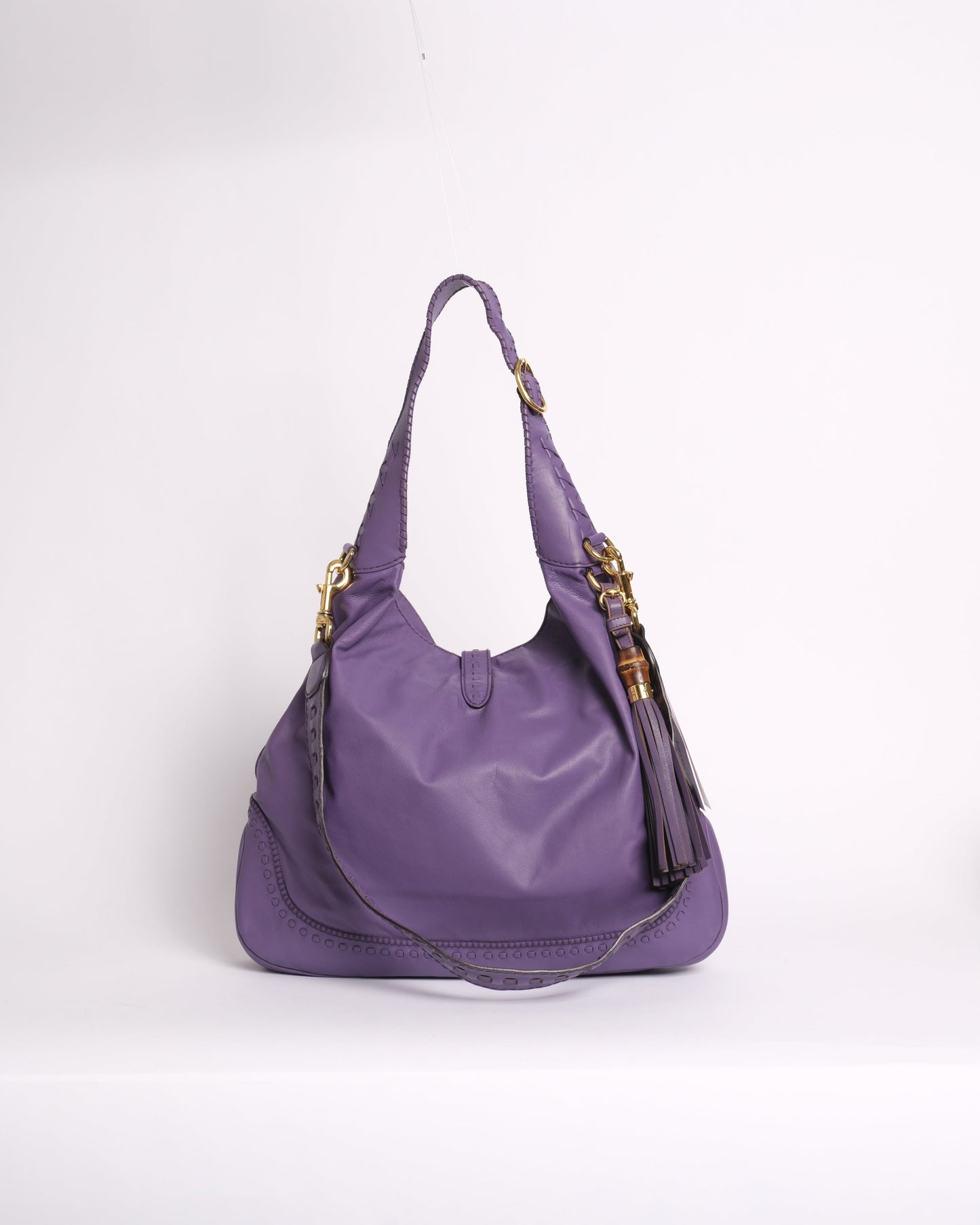 Gucci Purple Leather Jumbo Fringe Jumbo Jackie Shoulder Bag