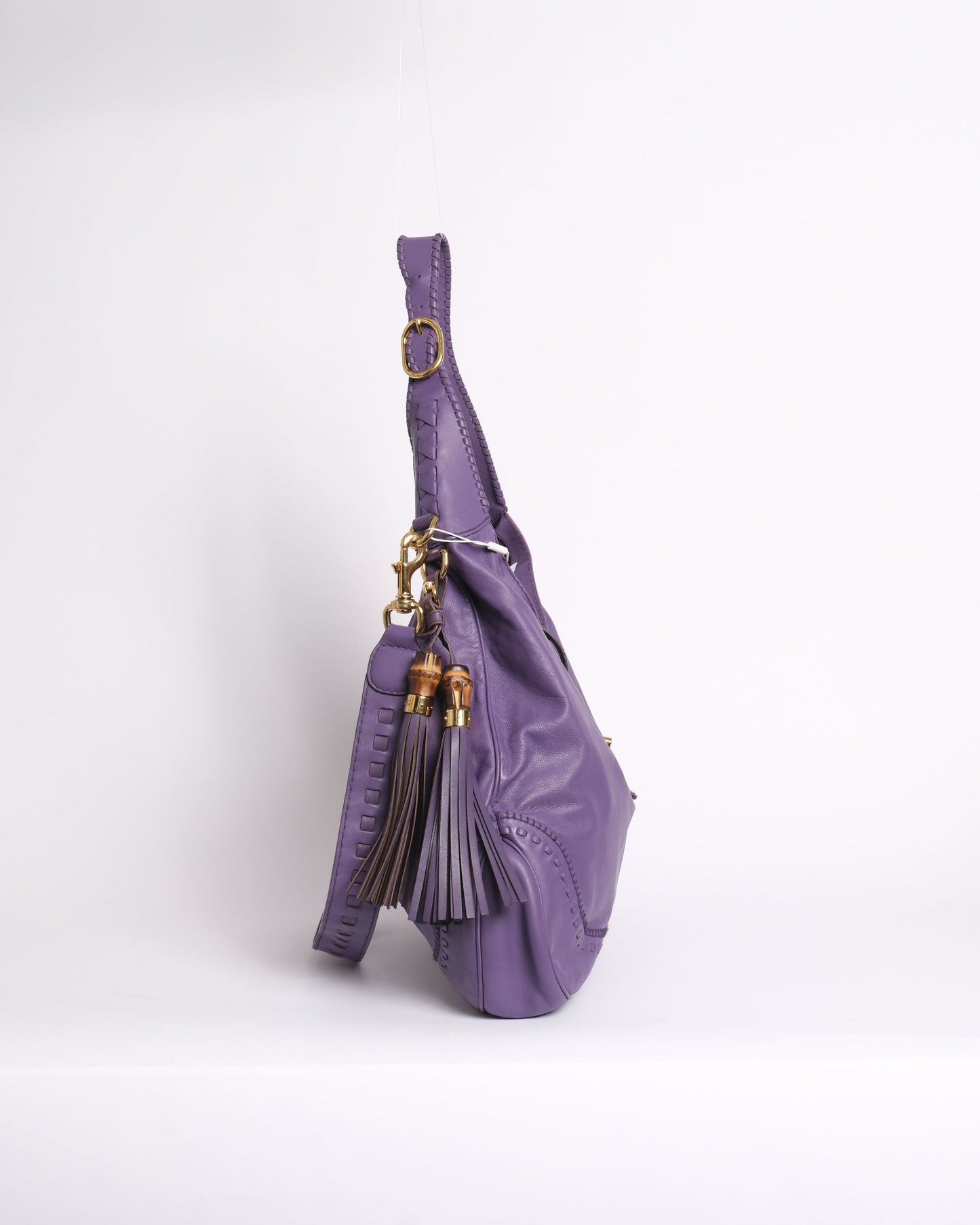 Gucci Purple Leather Jumbo Fringe Jumbo Jackie Shoulder Bag