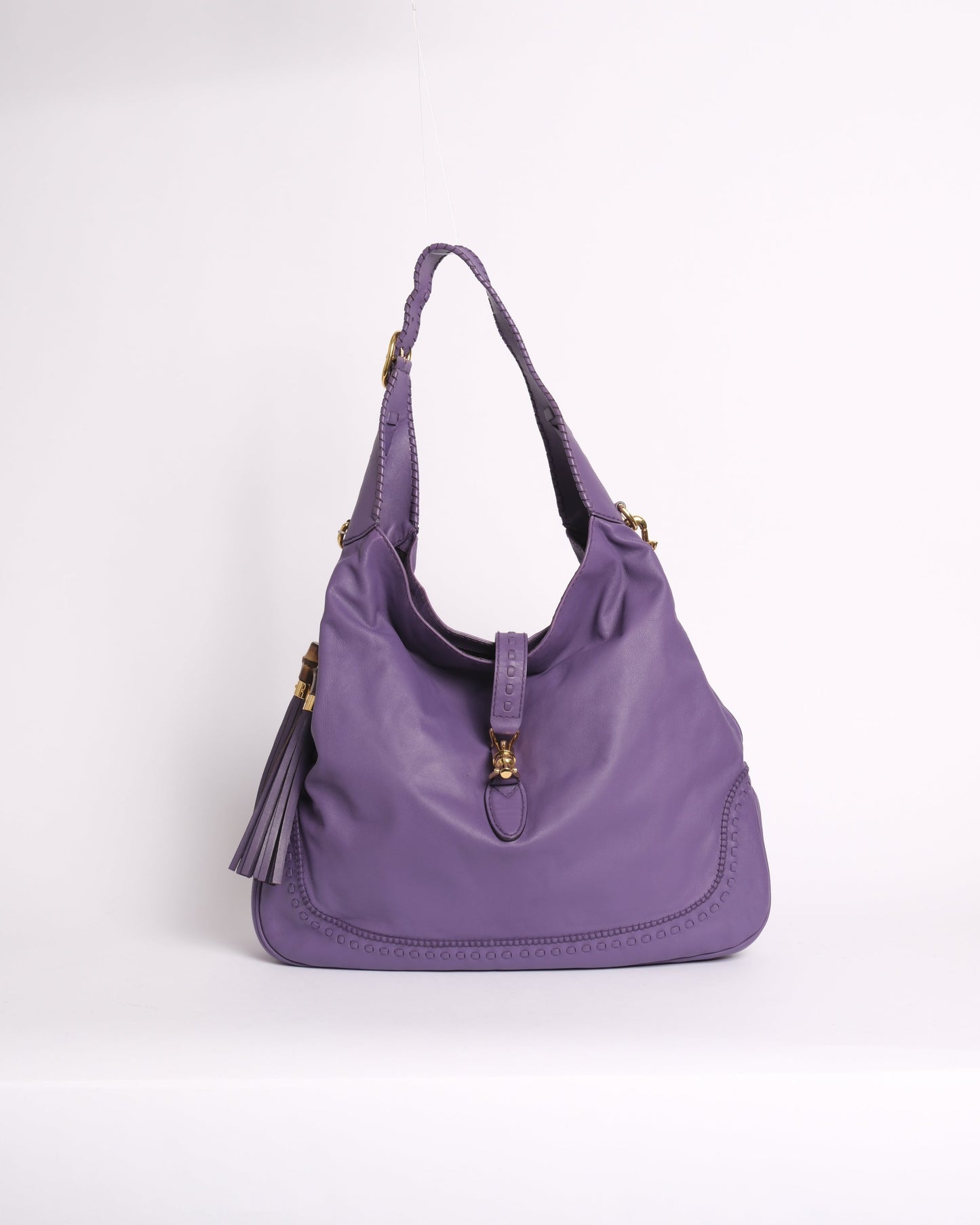Gucci Purple Leather Jumbo Fringe Jumbo Jackie Shoulder Bag
