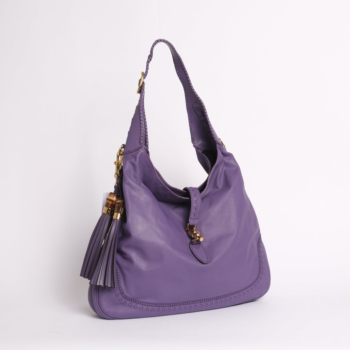 Gucci Purple Leather Jumbo Fringe Jumbo Jackie Shoulder Bag