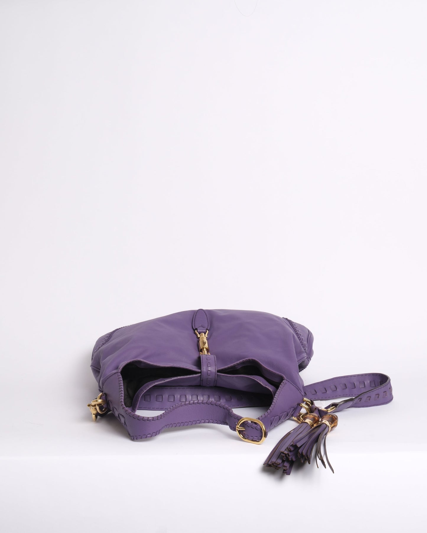 Gucci Purple Leather Jumbo Fringe Jumbo Jackie Shoulder Bag