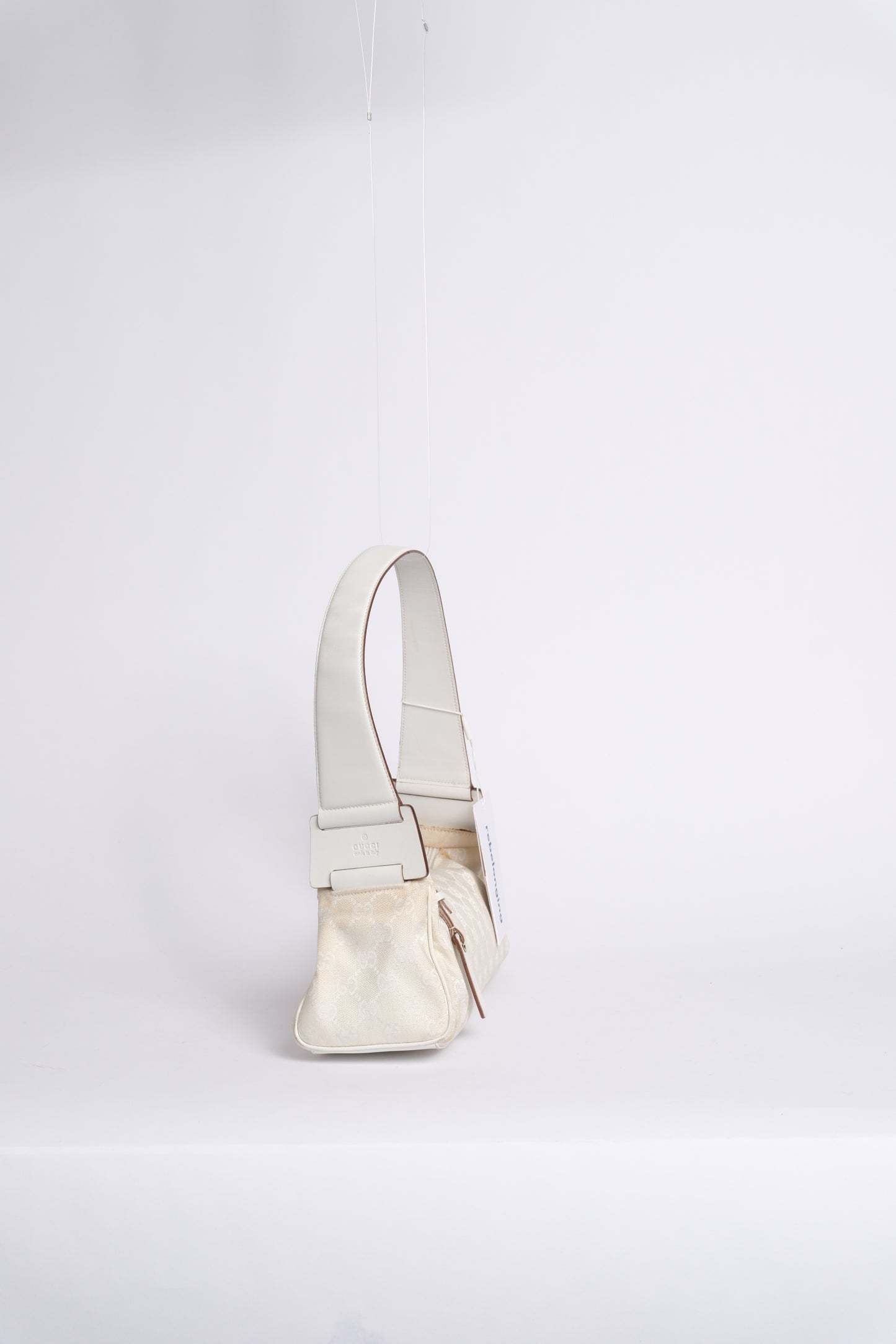 Gucci White Canvas Monogram Shoulder Bag