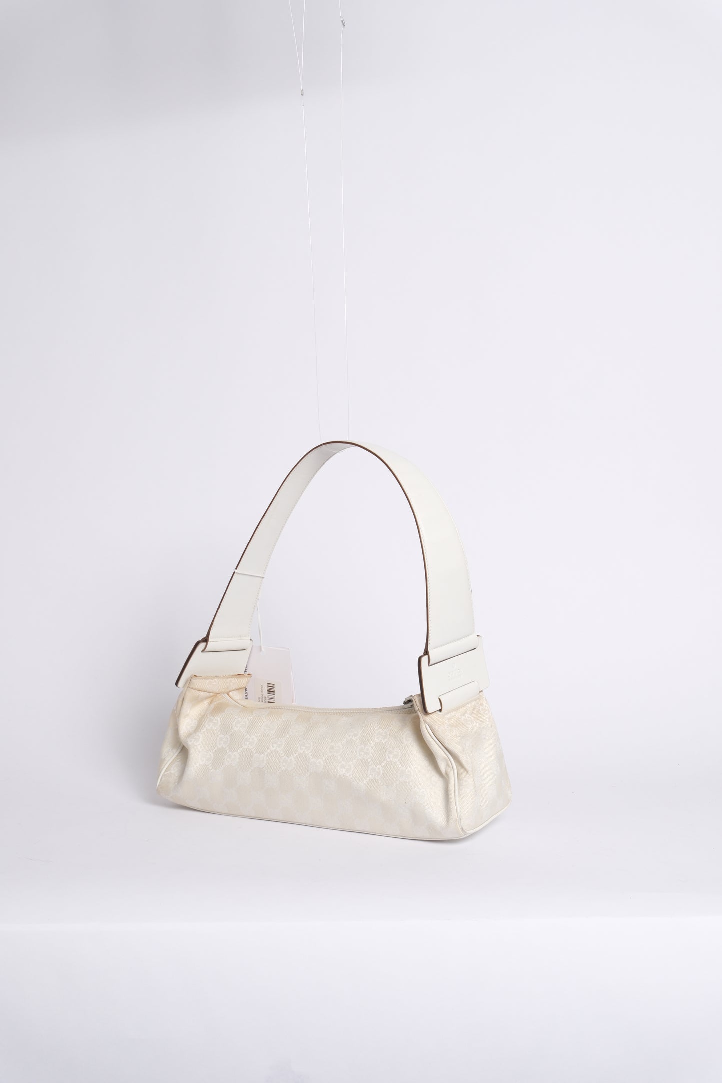 Gucci White Canvas Monogram Shoulder Bag