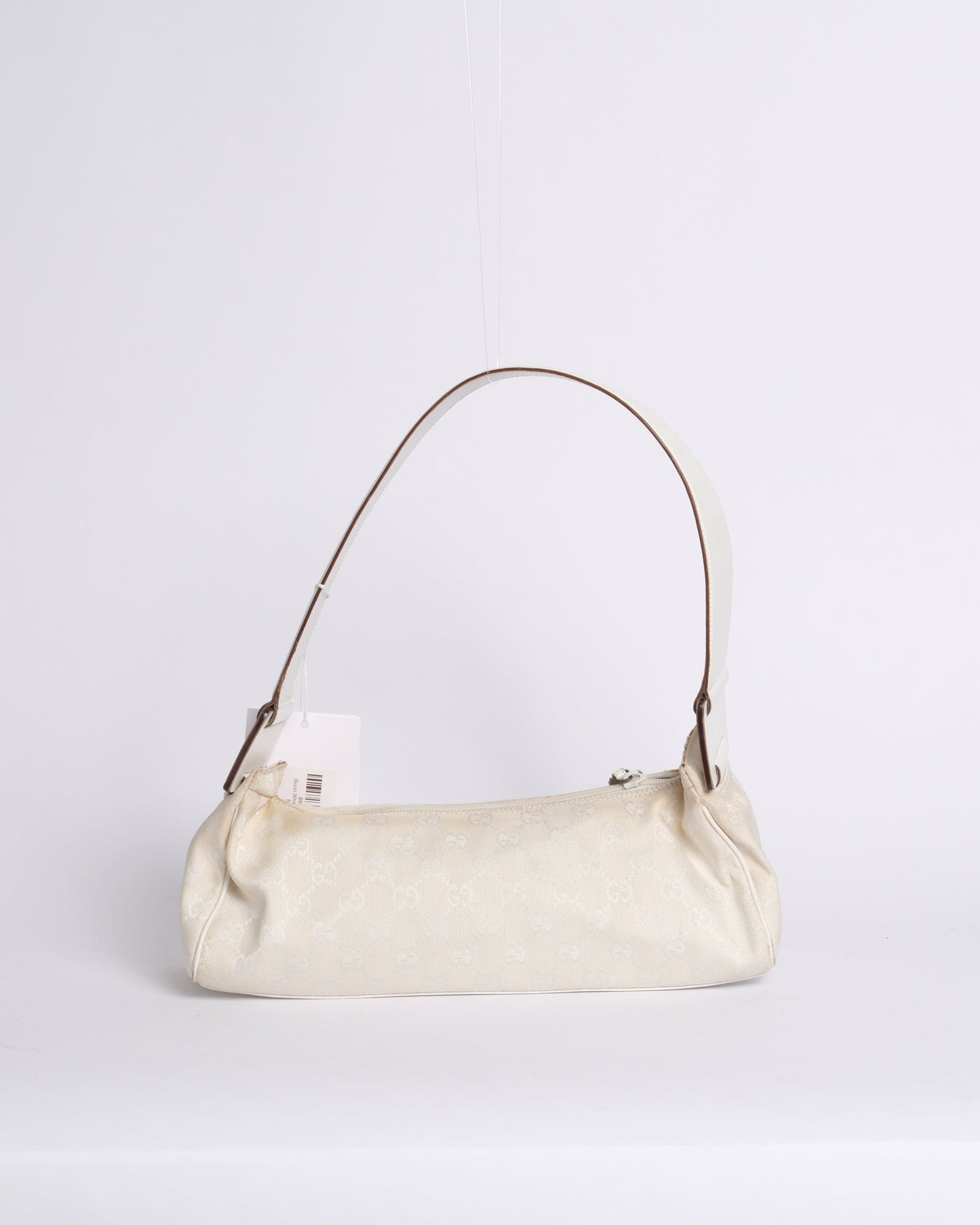 Gucci White Canvas Monogram Shoulder Bag