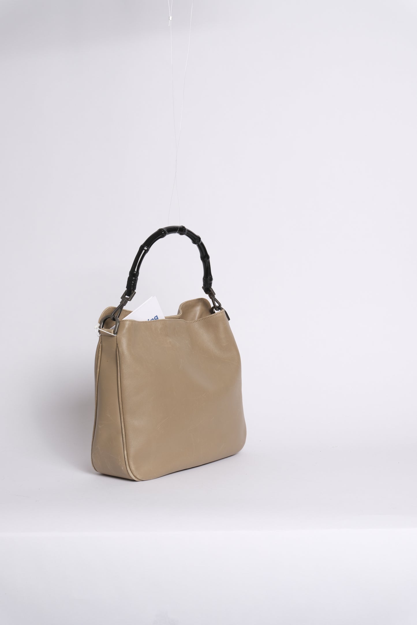 Gucci Tom Ford Era Brown Leather Bamboo Handle Tote Bag
