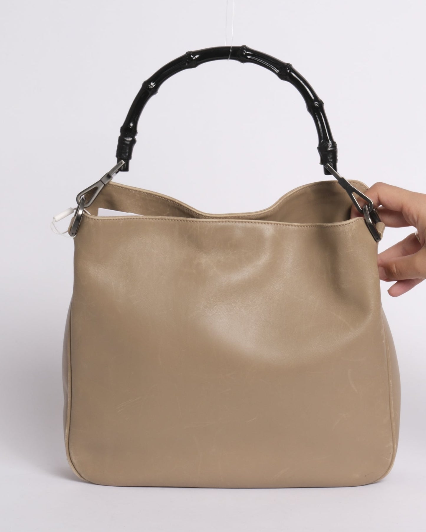 Gucci Tom Ford Era Brown Leather Bamboo Handle Tote Bag