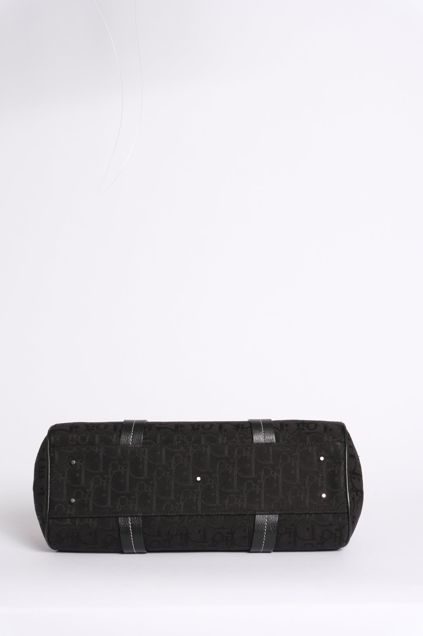 Christian Dior Black Trotter Embroidered Floral Bowler Bag