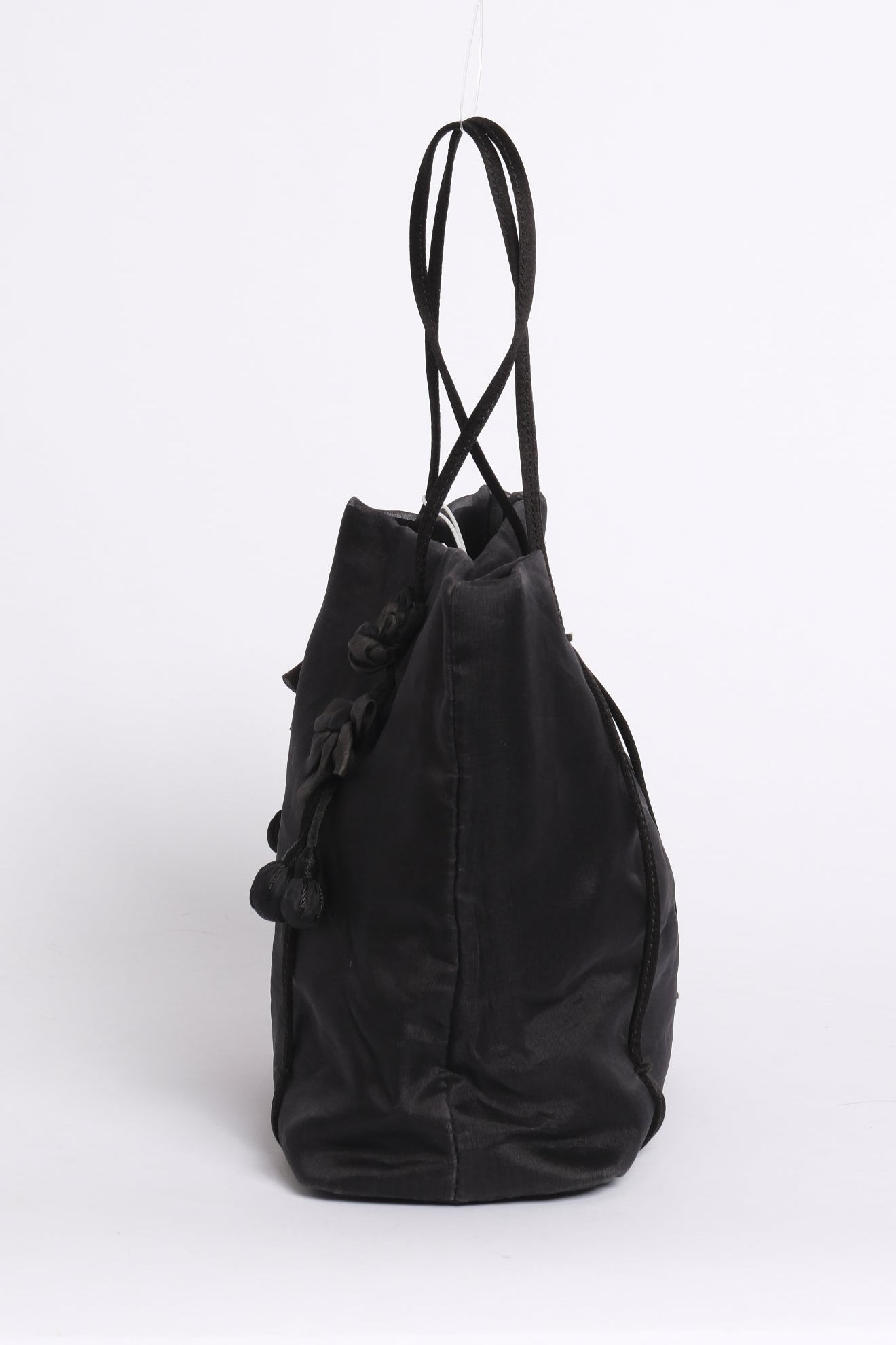 Prada Black Organza Embroidered Floral Shoulder Bag