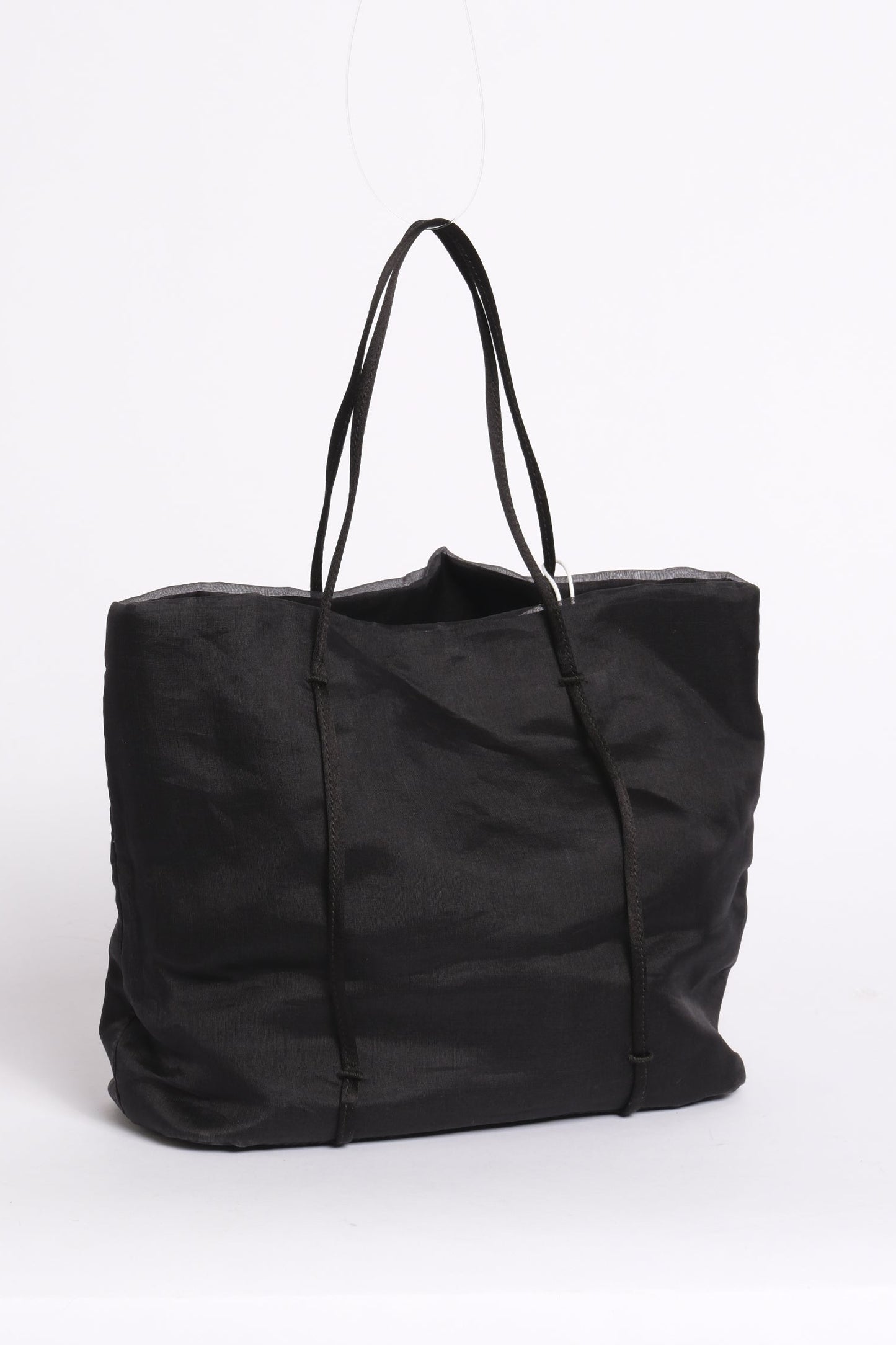 Prada Black Organza Embroidered Floral Shoulder Bag