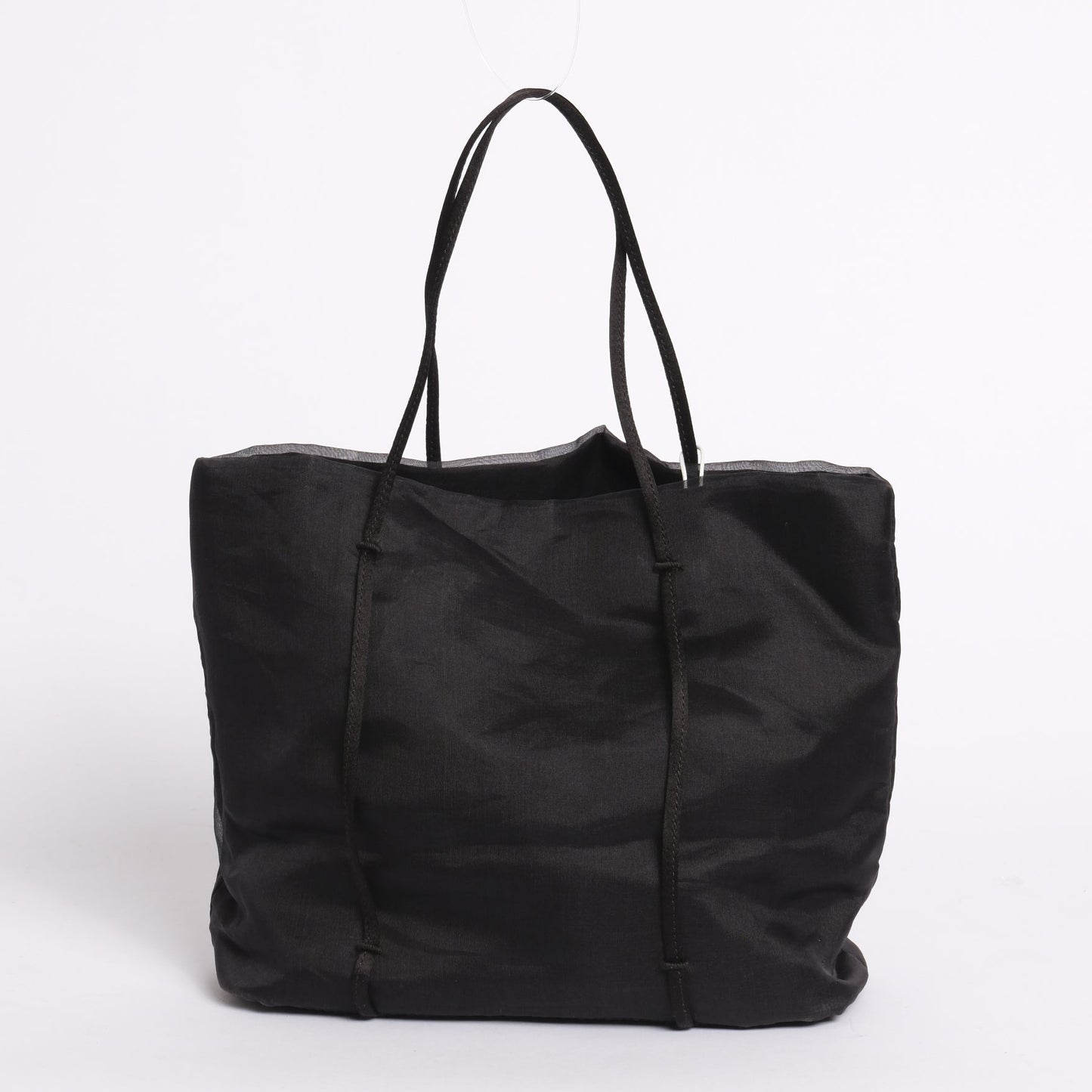 Prada Black Organza Embroidered Floral Shoulder Bag
