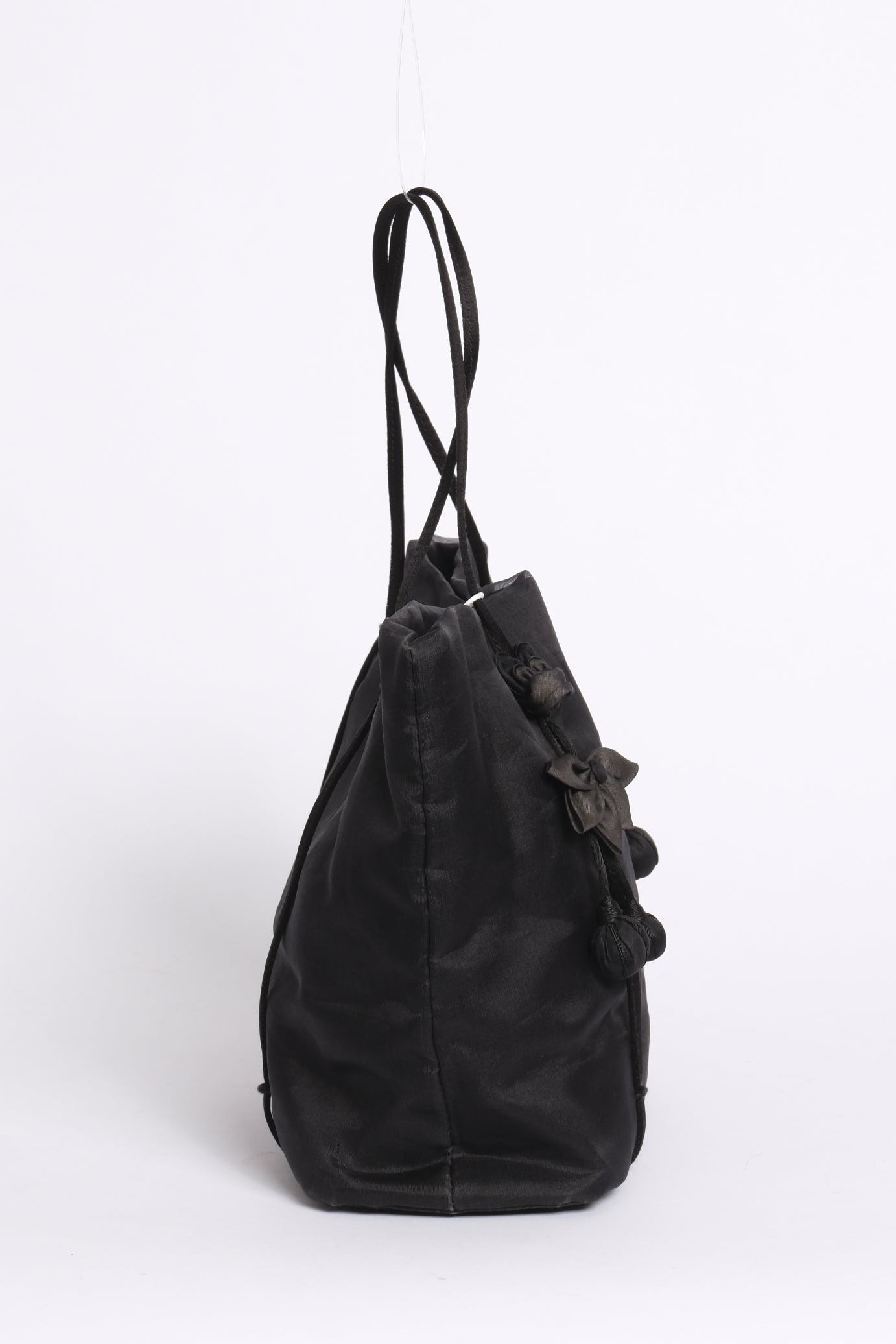 Prada Black Organza Embroidered Floral Shoulder Bag