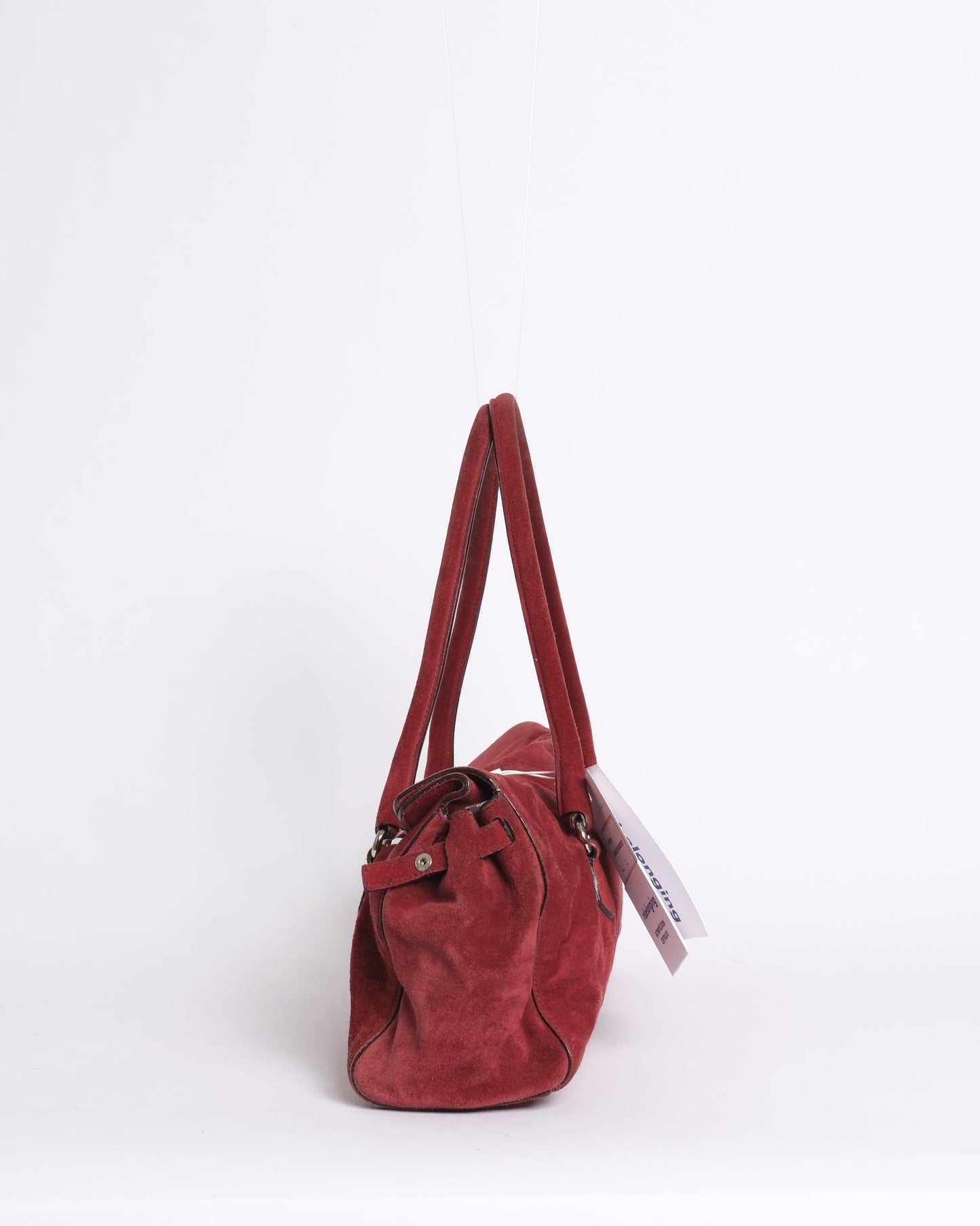 Prada Red Suede Camoscio Push Lock Shoulder Bag