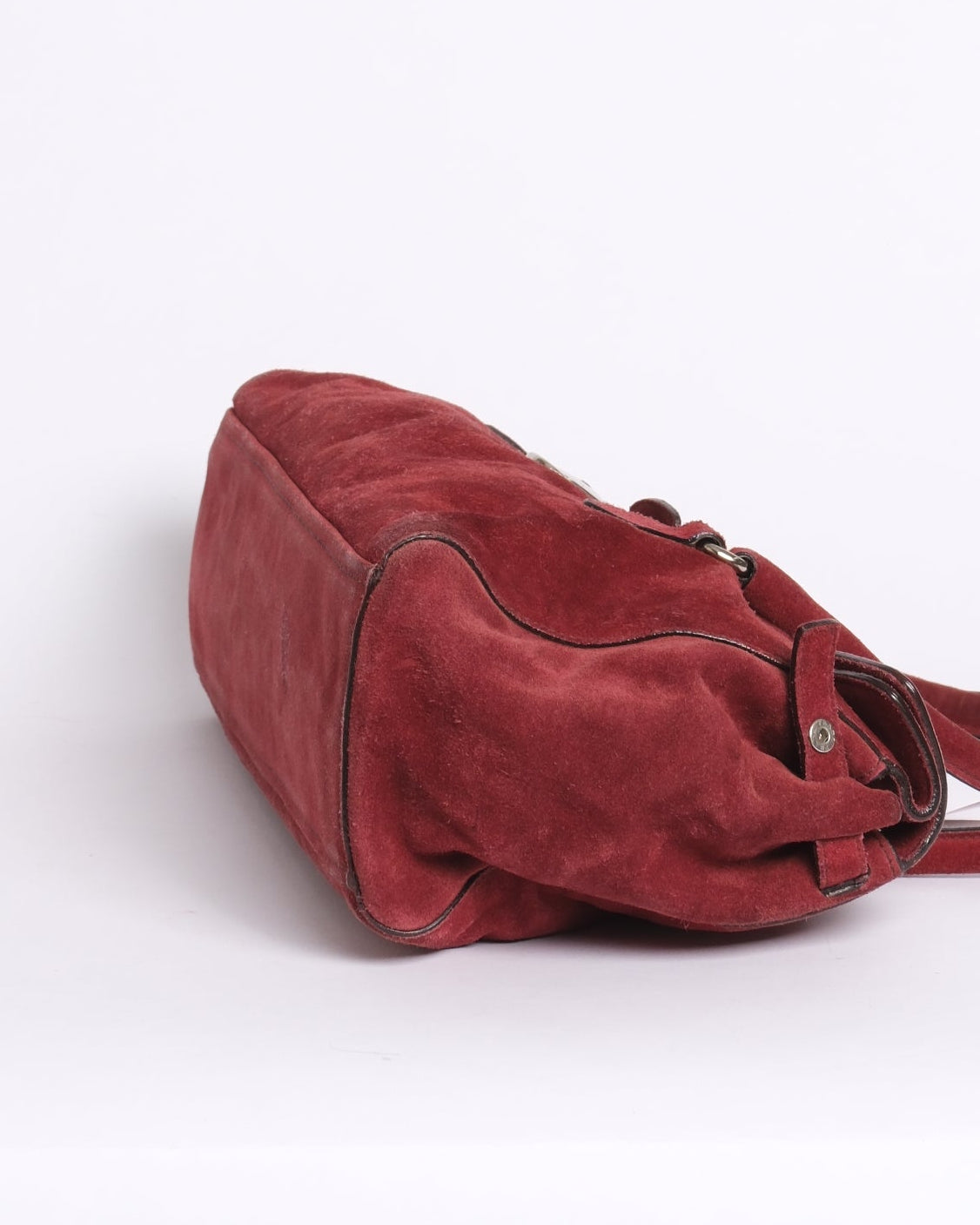 Prada Red Suede Camoscio Push Lock Shoulder Bag