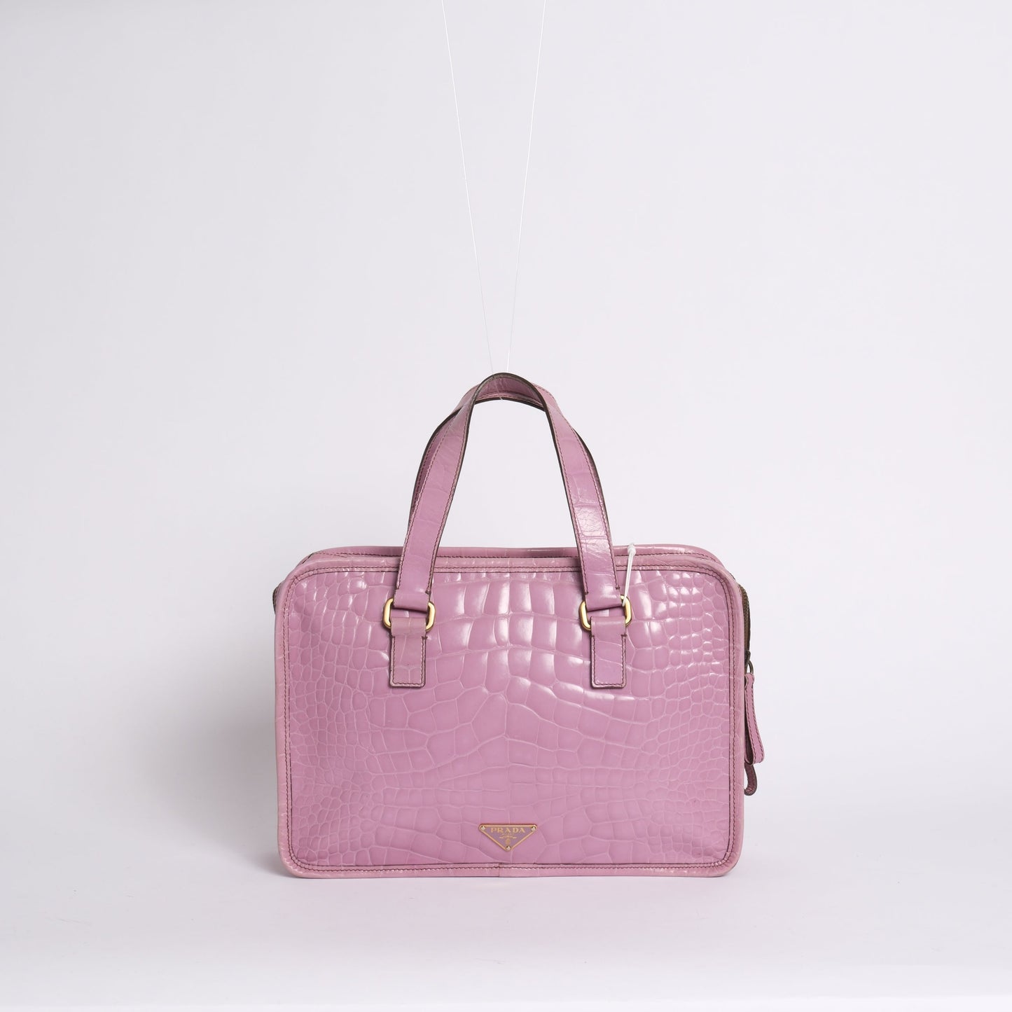 Prada Purple Embossed Alligator Leather Bauletto Handbag (Copy)