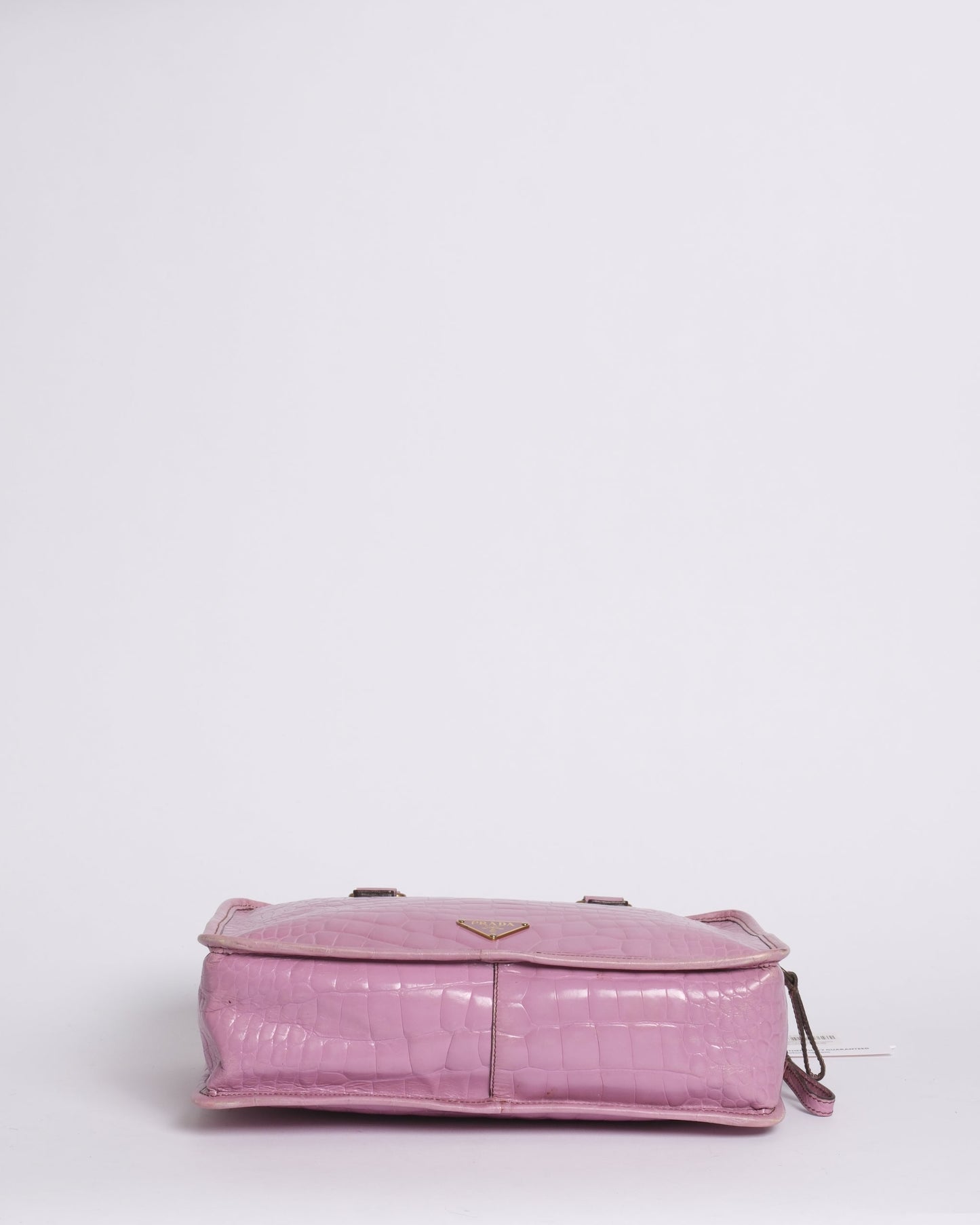 Prada Purple Embossed Alligator Leather Bauletto Handbag (Copy)