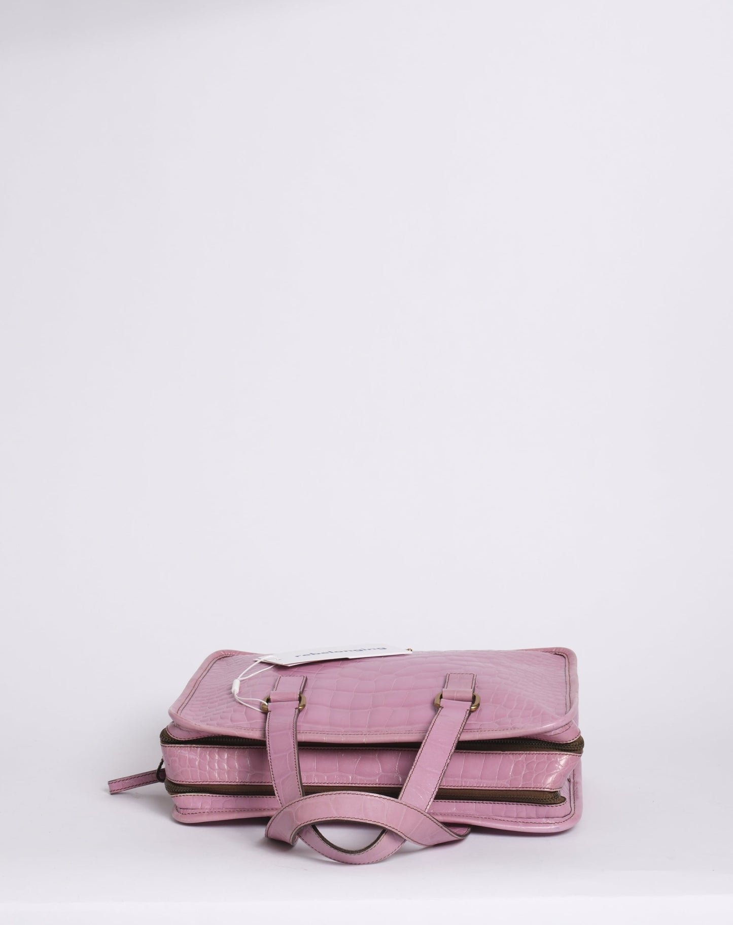 Prada Purple Embossed Alligator Leather Bauletto Handbag (Copy)