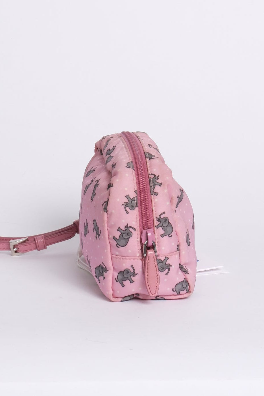 Prada Pink Nylon Elephant Print Cosmetic Bag
