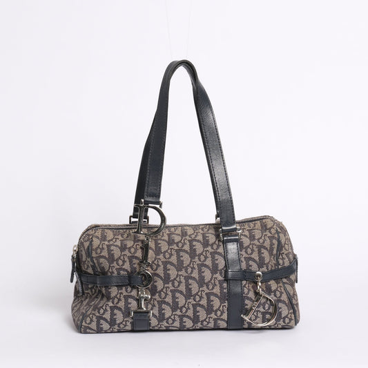 Christian Dior Navy Trotter Monogram Canvas Charm Boston Bag