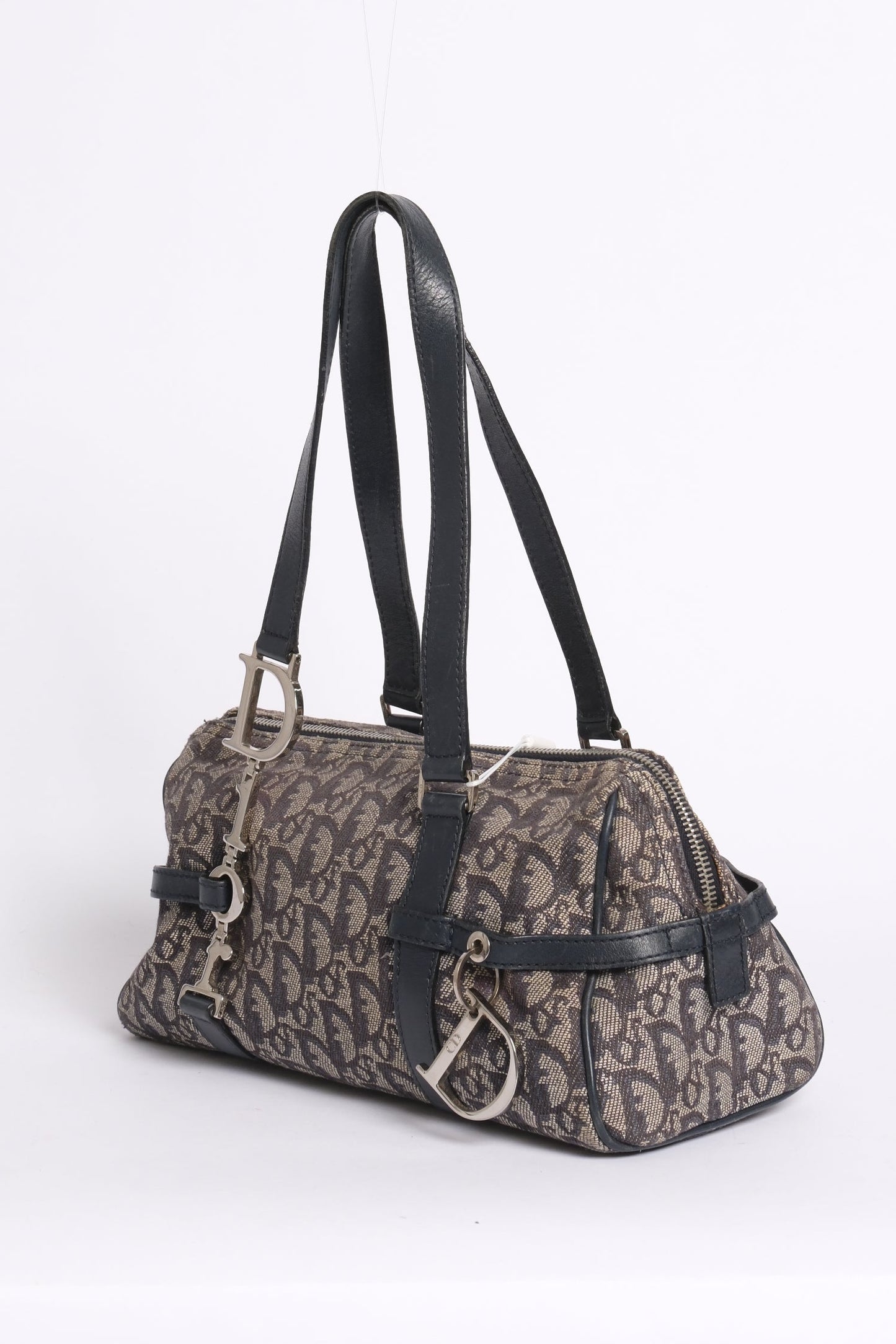 Christian Dior Navy Trotter Monogram Canvas Charm Boston Bag