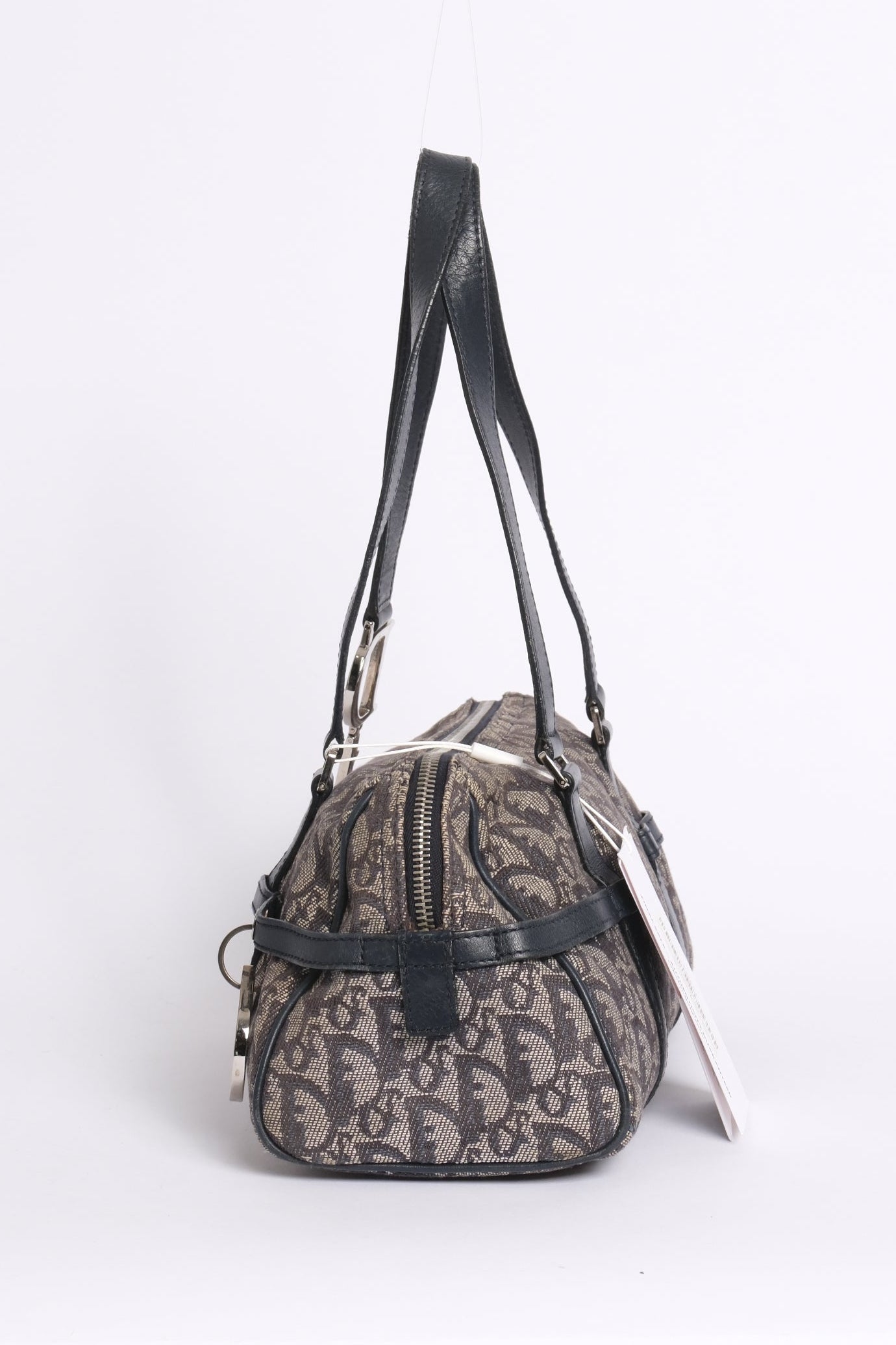 Christian Dior Navy Trotter Monogram Canvas Charm Boston Bag