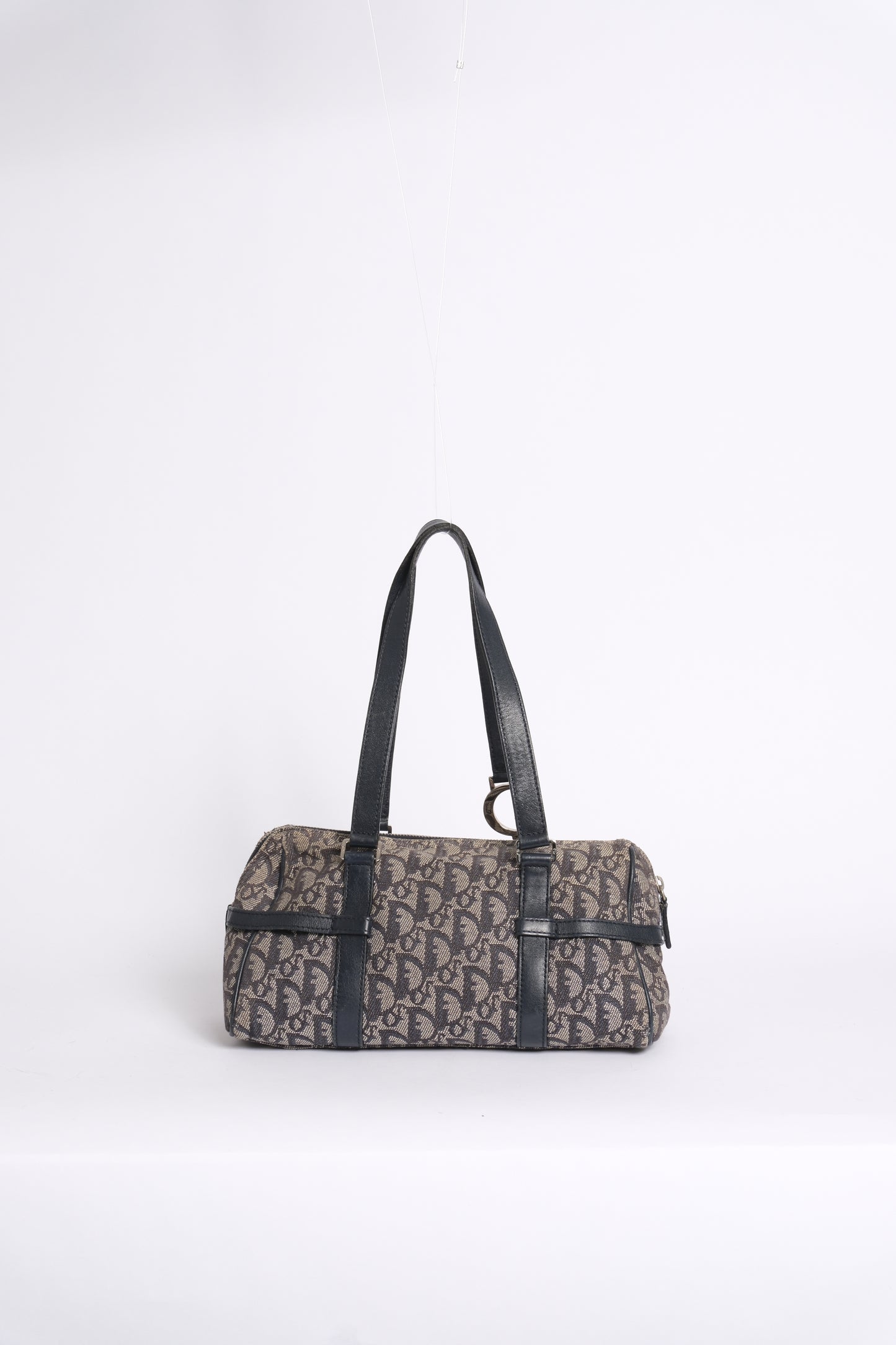 Christian Dior Navy Trotter Monogram Canvas Charm Boston Bag