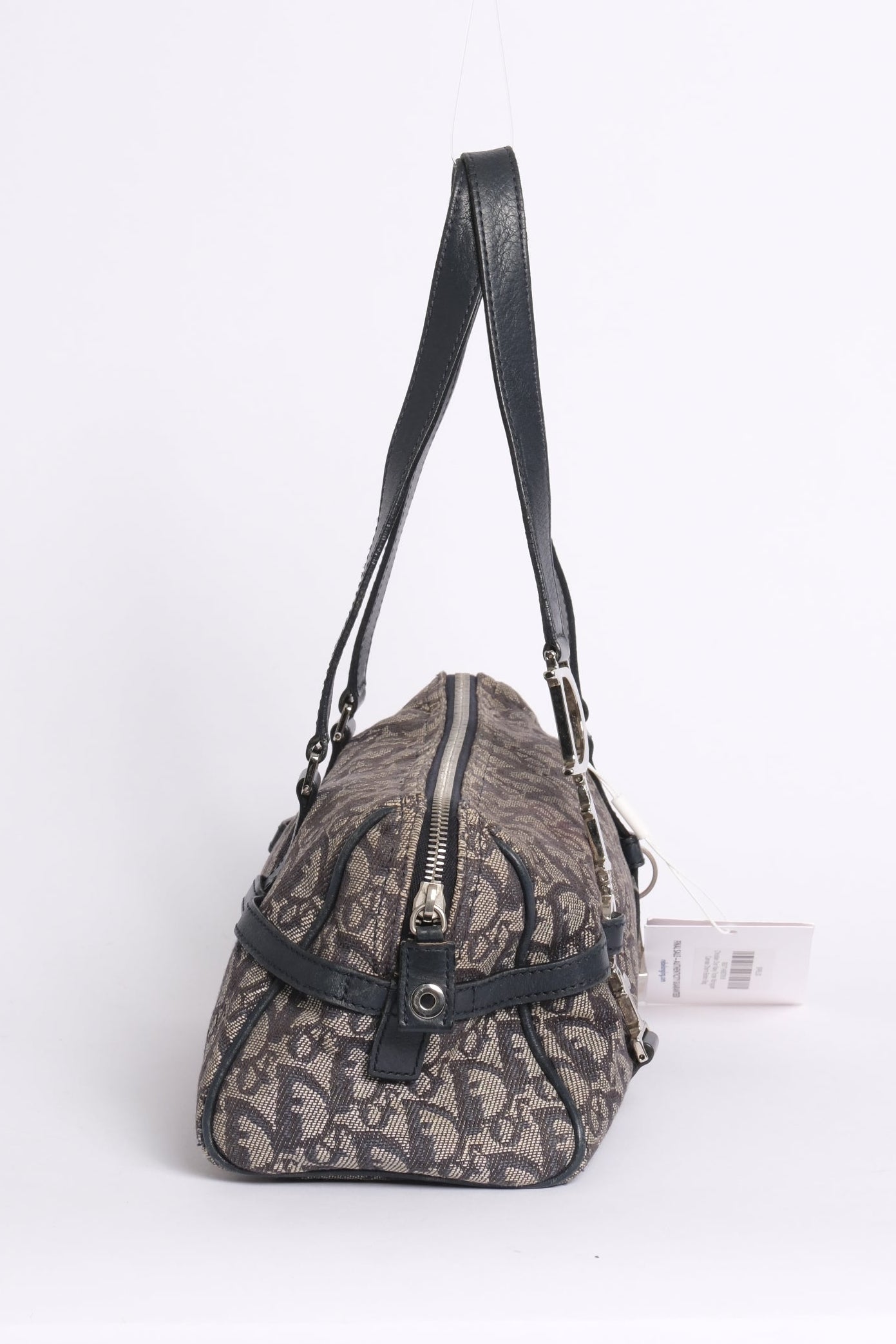 Christian Dior Navy Trotter Monogram Canvas Charm Boston Bag