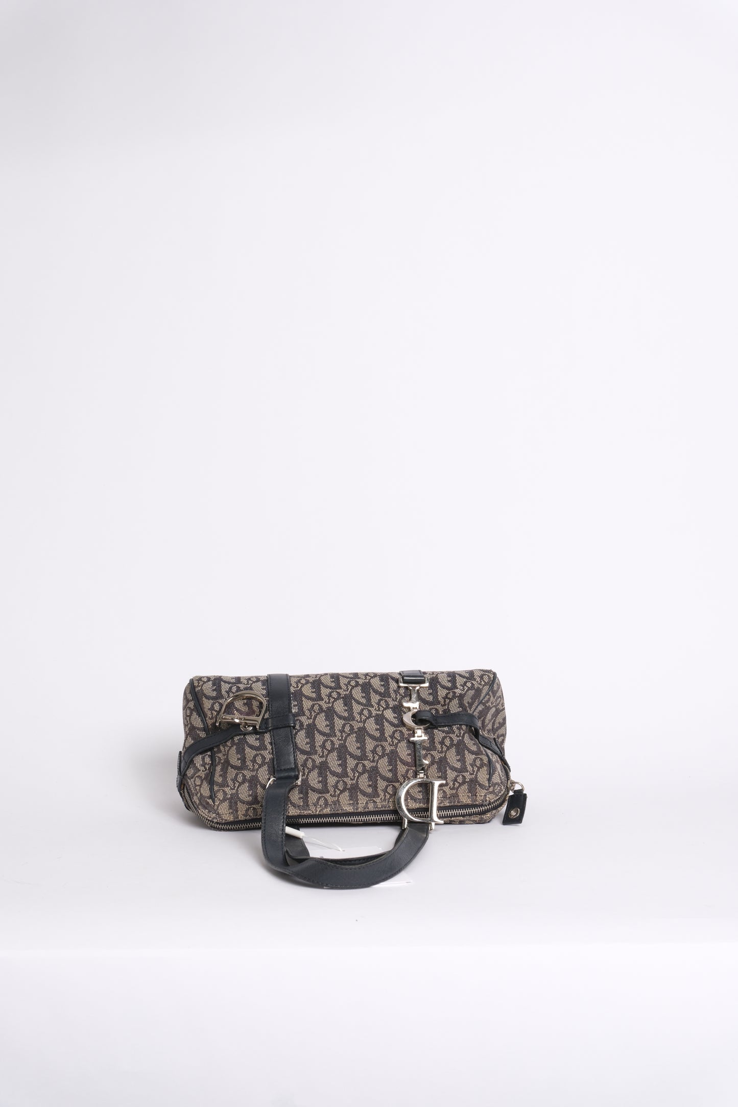 Christian Dior Navy Trotter Monogram Canvas Charm Boston Bag