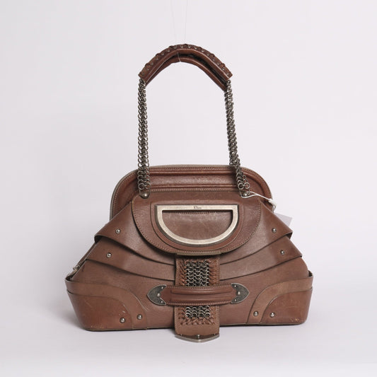 Christian Dior Brown Leather Jeanne Frame Shoulder Bag